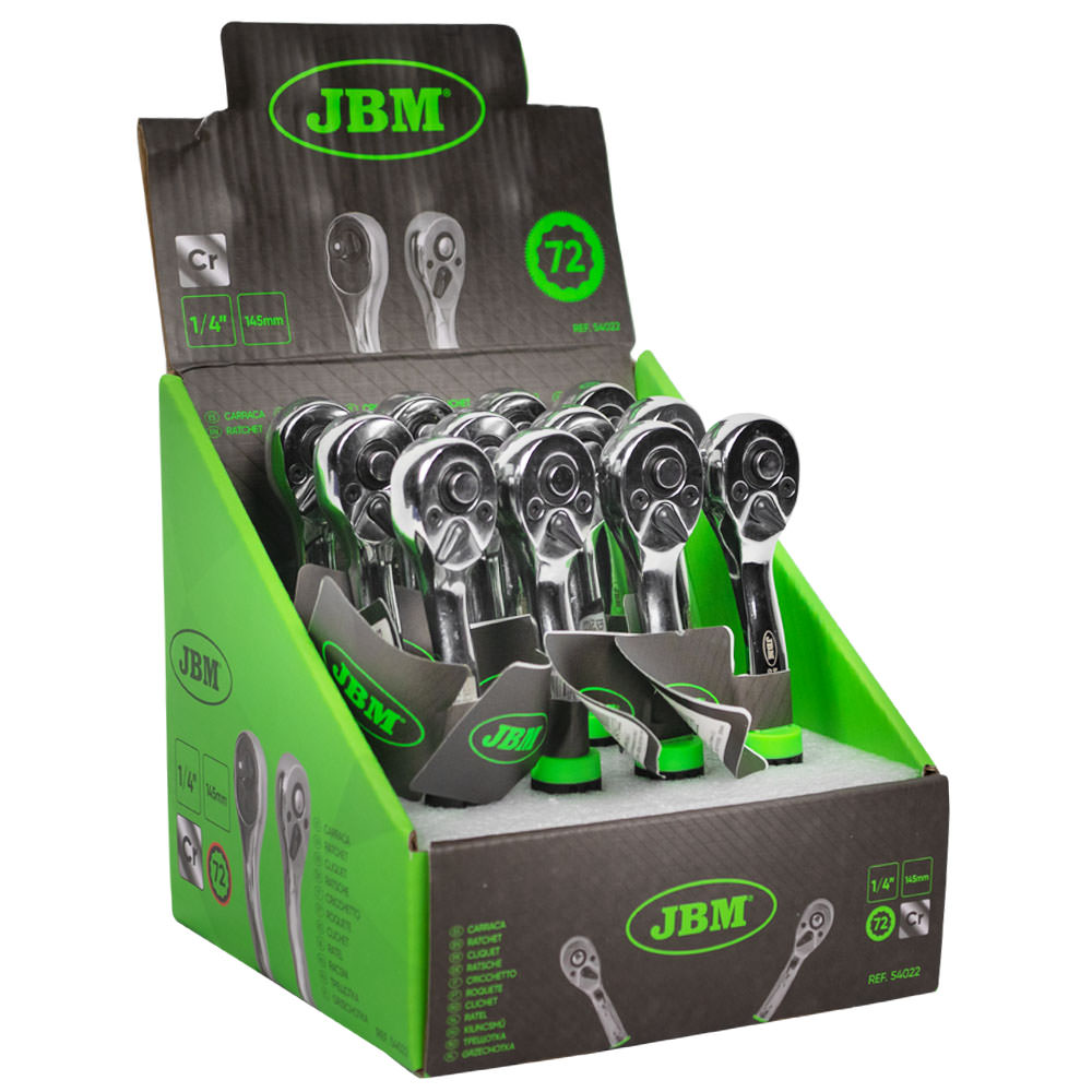CRICCHETTO 1/4" CON TESTA A 72 DENTI 145MM - CROMATO 54022 JBM