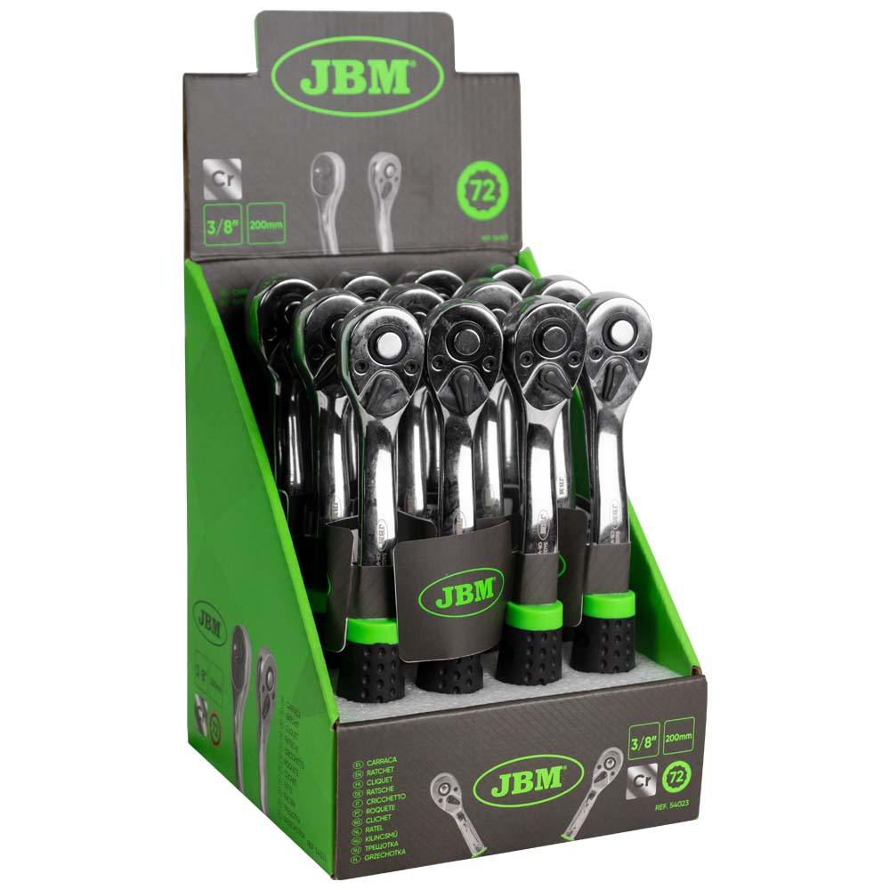 CRICCHETTO 3/8" CON TESTA A 72 DENTI 200MM - CROMATO 54023 JBM