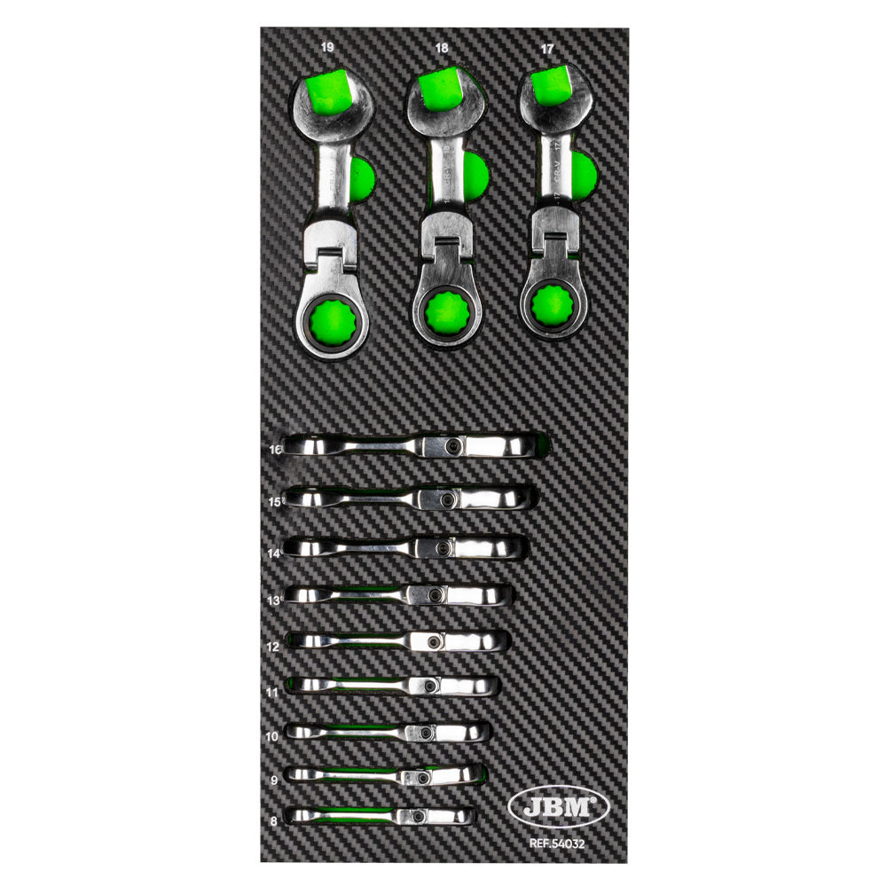 MODULO DI 12 MINI CHIAVI COMBINATE CON SNODO A CRICCHETTO JBM 54032