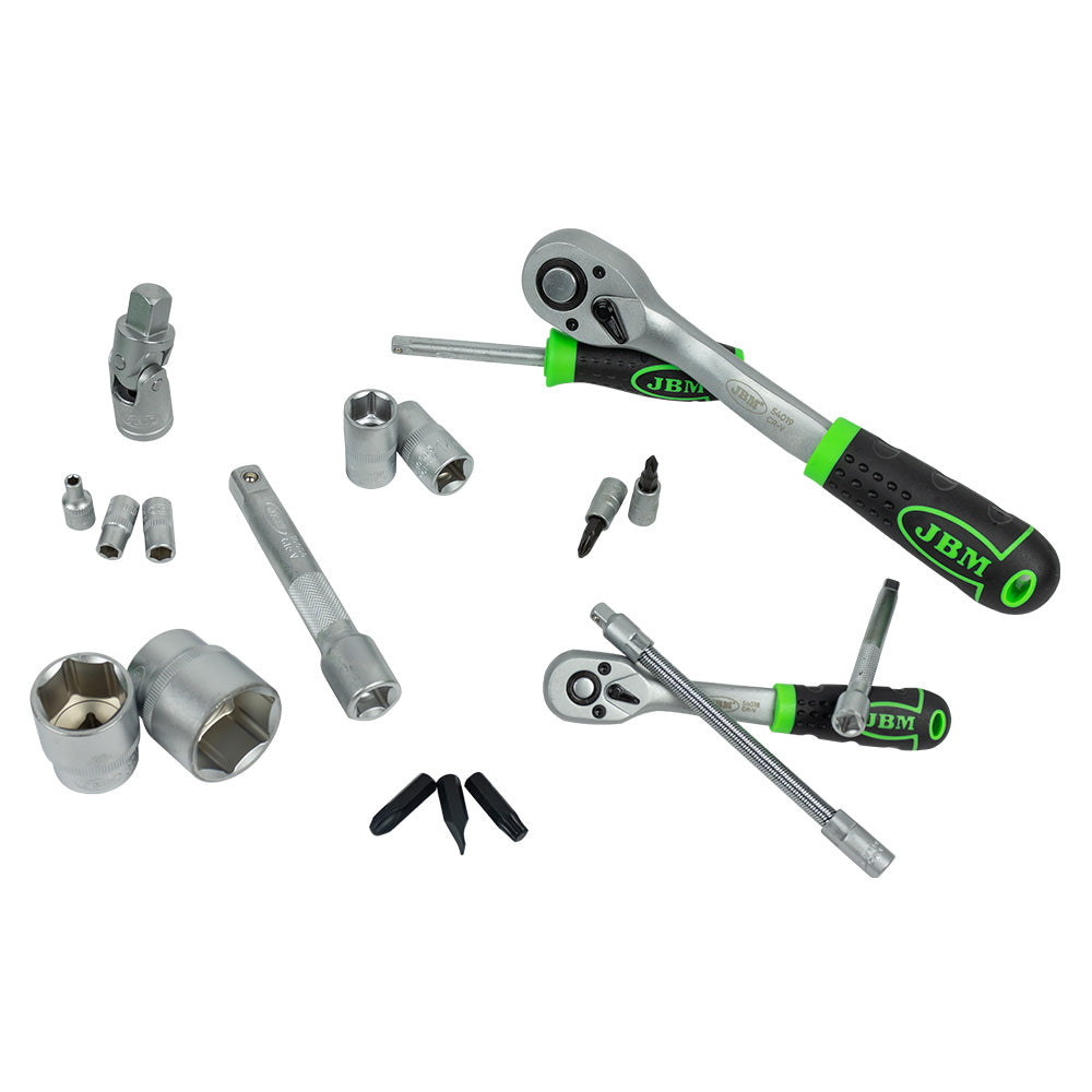 VALIGETTA DI UTENSILI 94 PEZZI CON BUSSOLE ESAGONALI SATINATE JBM 54038