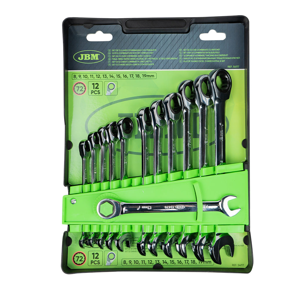 SET DI 12 CHIAVI COMBINATE A CRICCHETTO 54117 JBM