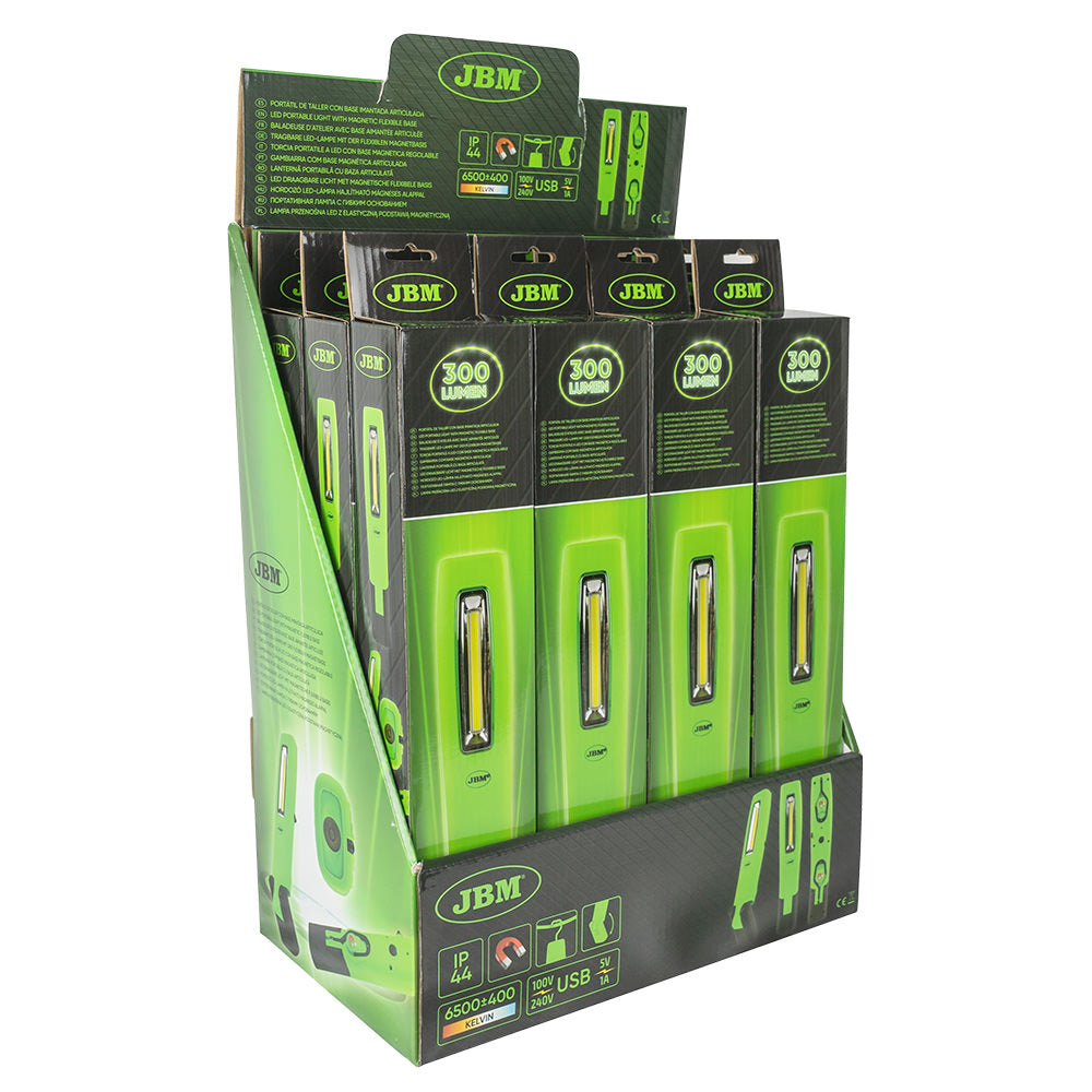 LAMPADA LED PORTATILE CON BASE MAGNETICA ARTICOLATA - 300LM 54122 JBM