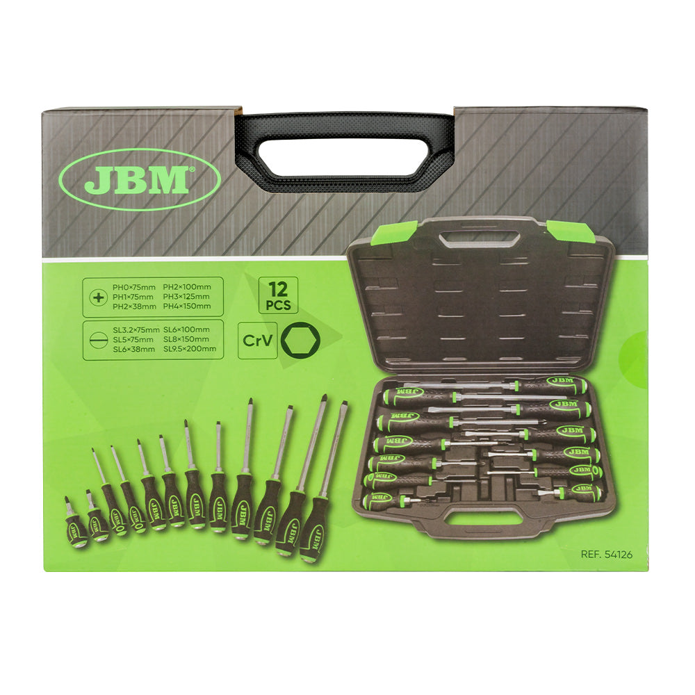 VALIGETTA CON 12 CACCIAVITI GO-THROUGH CON PUNTA MAGNETICA 54126 JBM