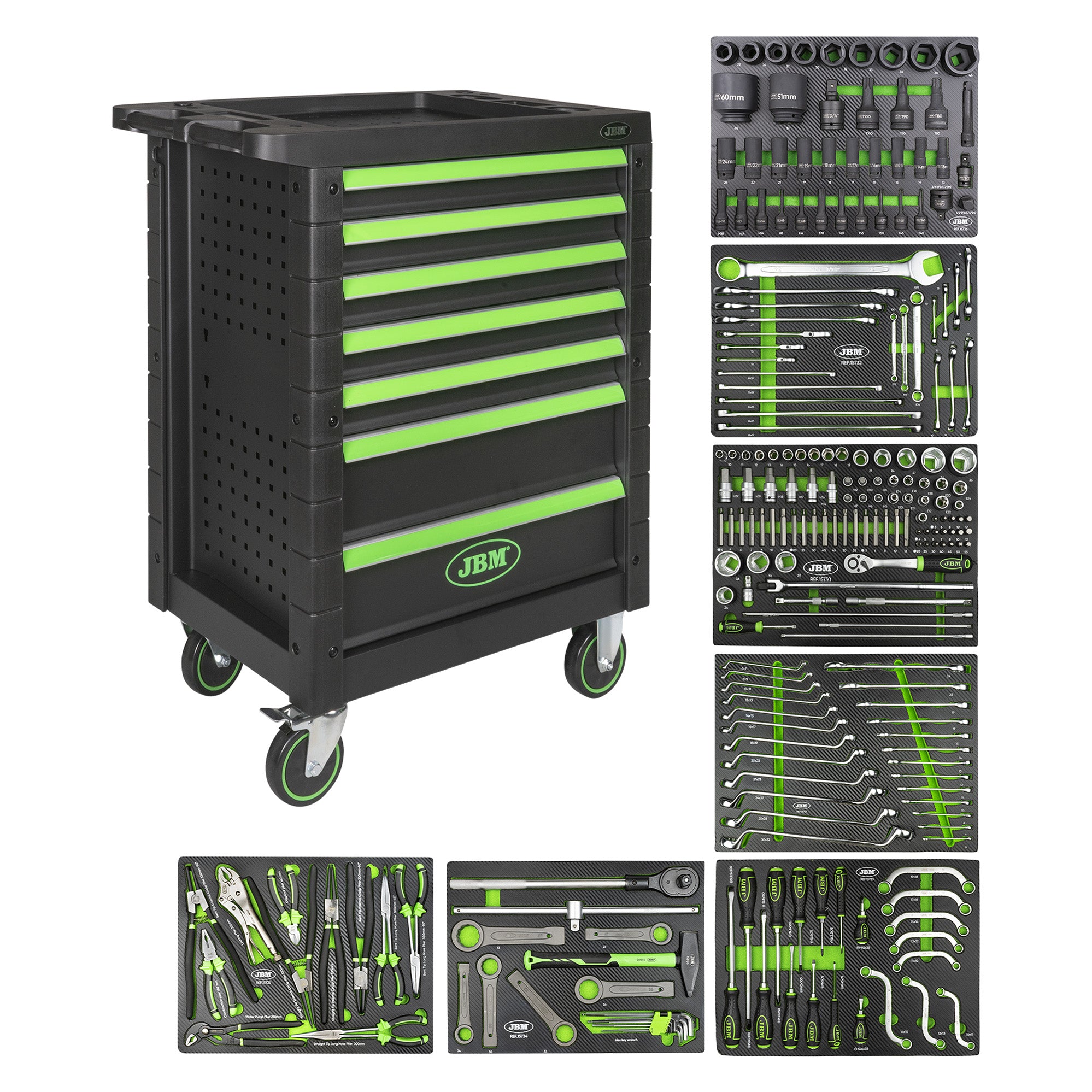 52814 AVVITATORE PNEUMATICO CAMION + 54240 CARRELLO PER CAMION + 52381 PISTOLA AD ARIA COMPRESSA JBM SERIE452