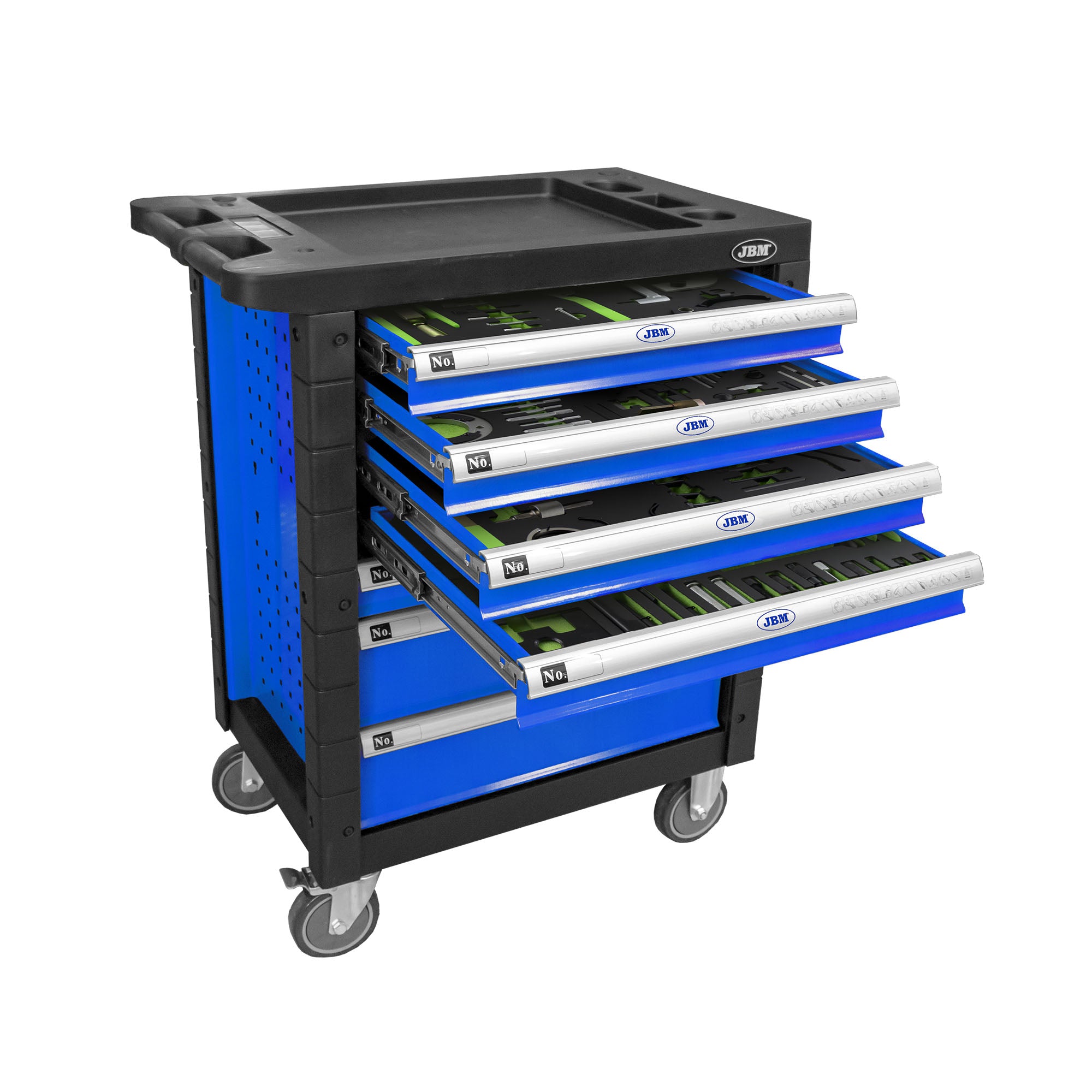 CARRELLO CON 7 CASSETTI BLU - SPECIALE KIT MESSA IN FASE 54501 JBM