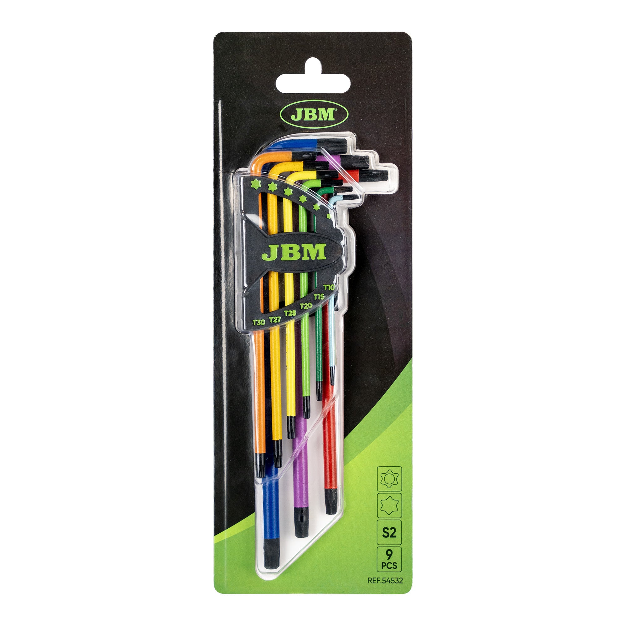 SET DI 9 CHIAVI TORX EXTRA LUNGHE COLORATE 54532 JBM