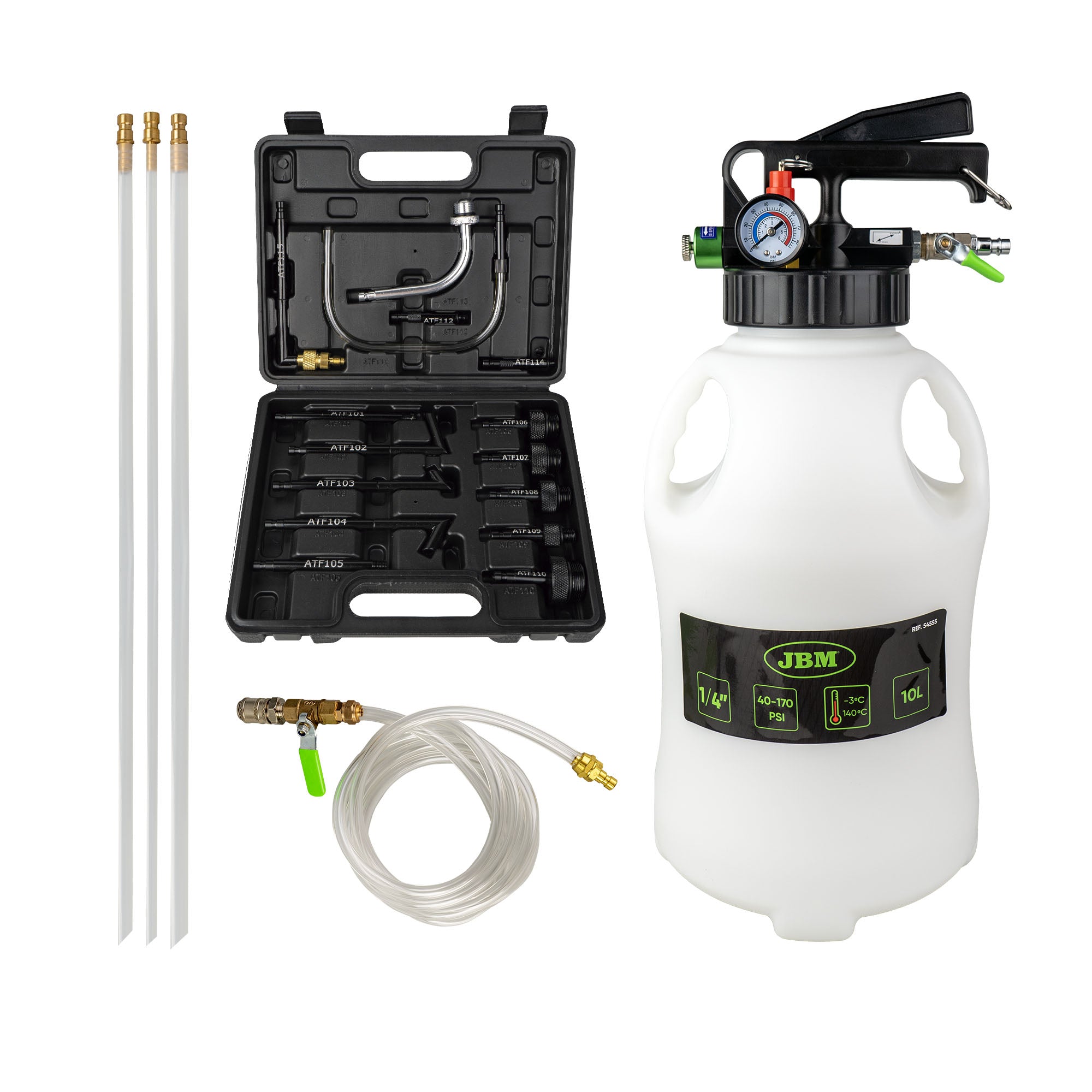 POMPA PNEUMATICA DI TRASMISSIONE DA 10L CON 15 ADATTATORI JBM 54555