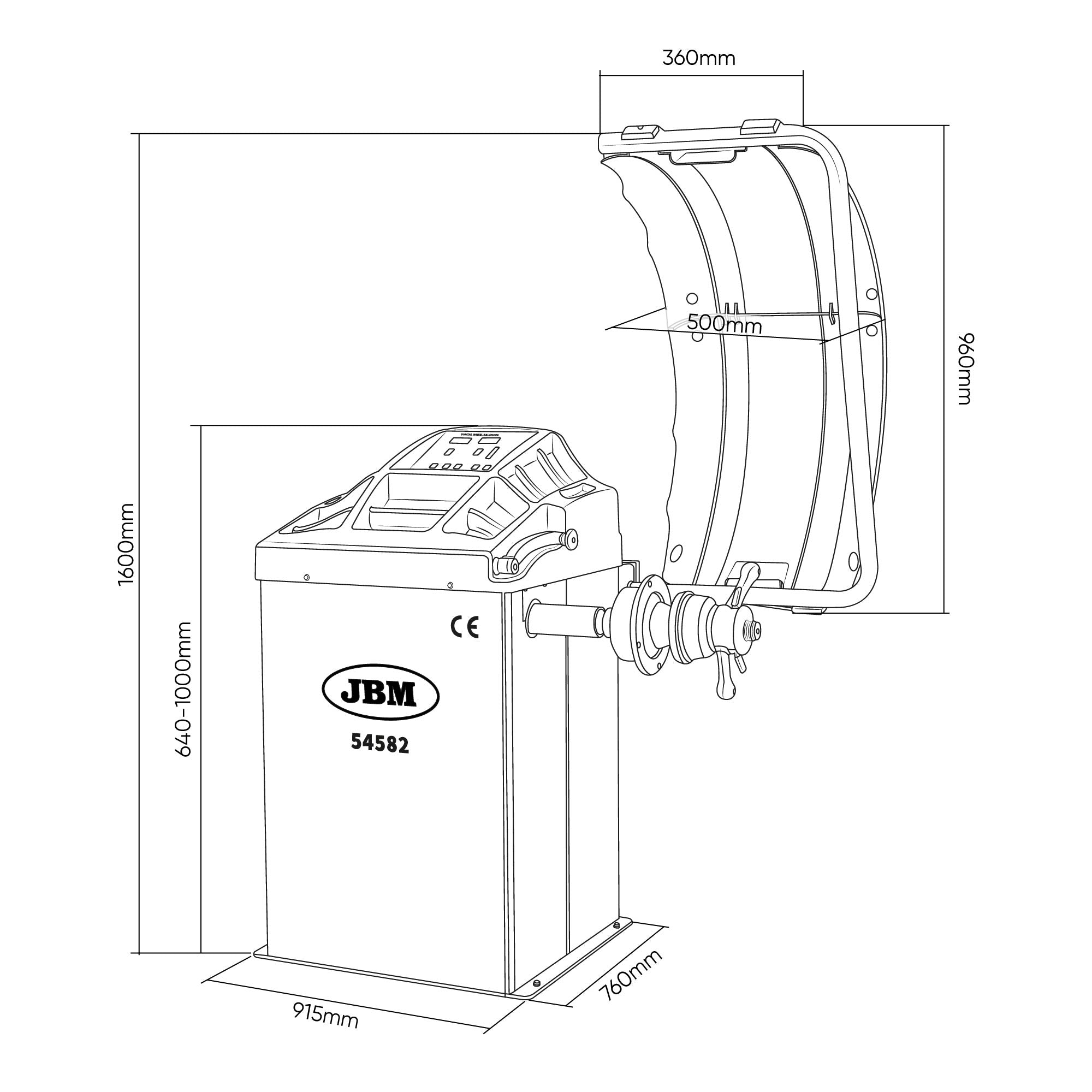 EQUILIBRATRICE DIGITALE PER RUOTE JBM 54582