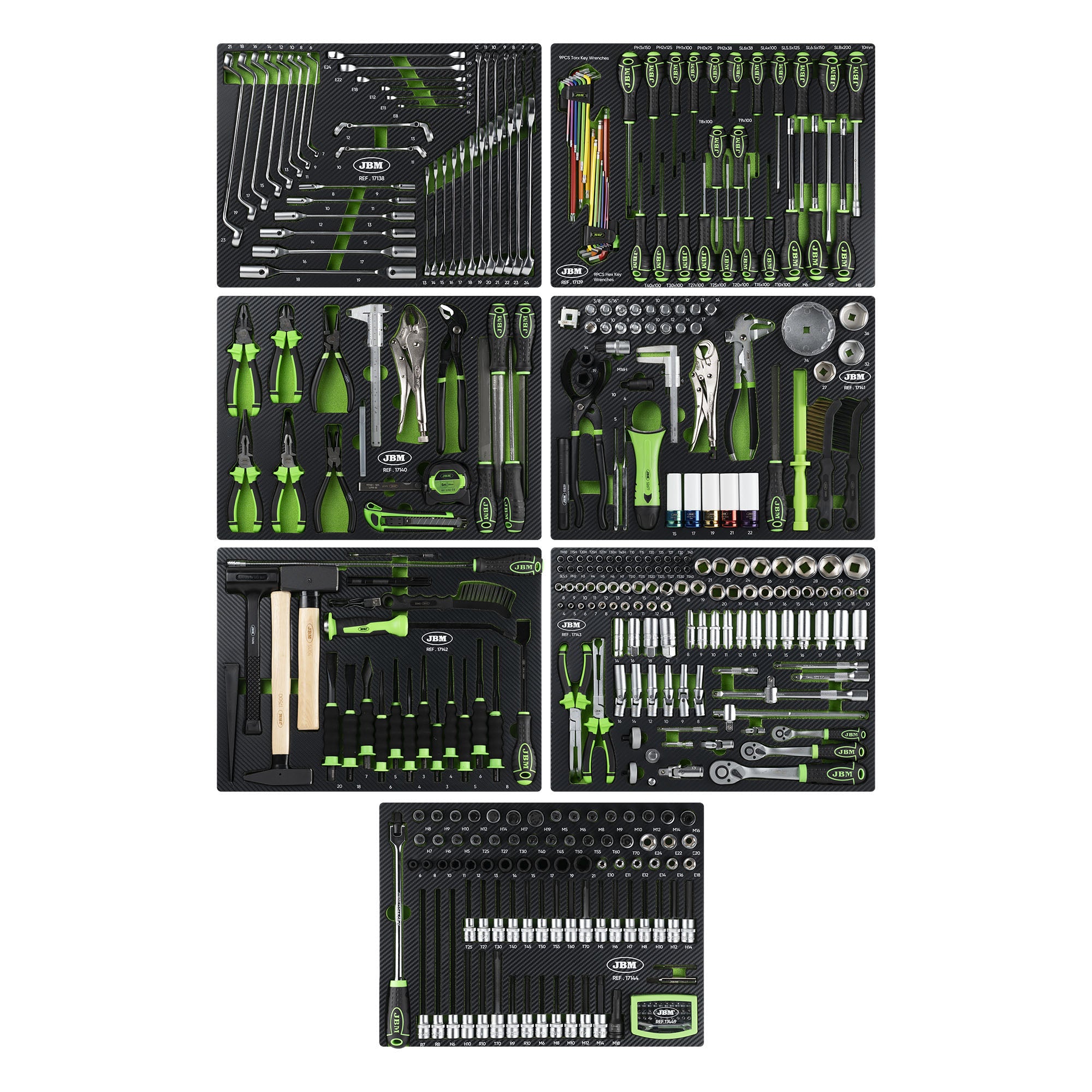SET DI 7 VASSOI PER CARRELLO PORTAUTENSILI JBM 54720 388 UTENSILI