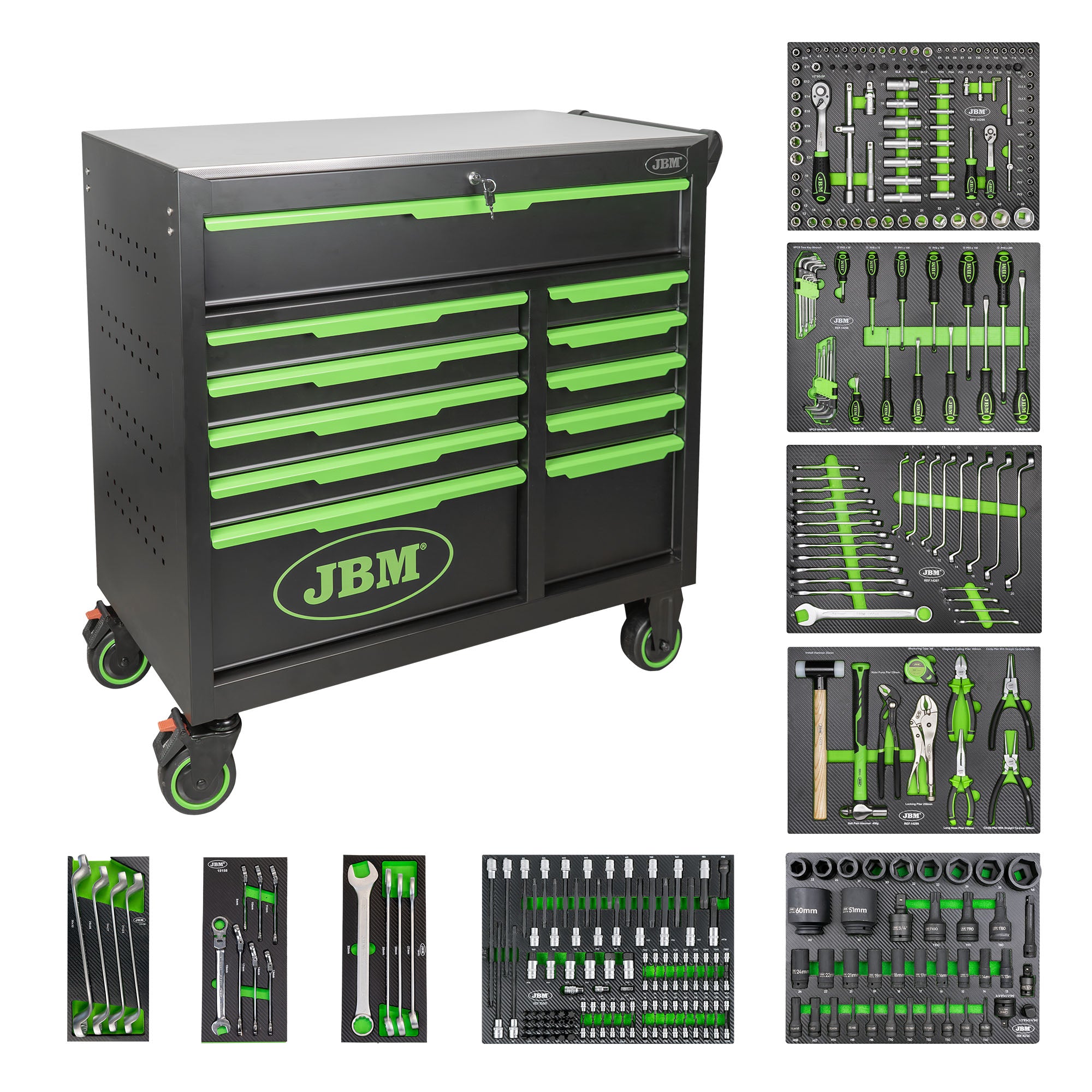 CARRELLO PORTA ATTREZZI A 11 CASSETTI - ATTREZZATO JBM CON 172 UTENSILI 54748