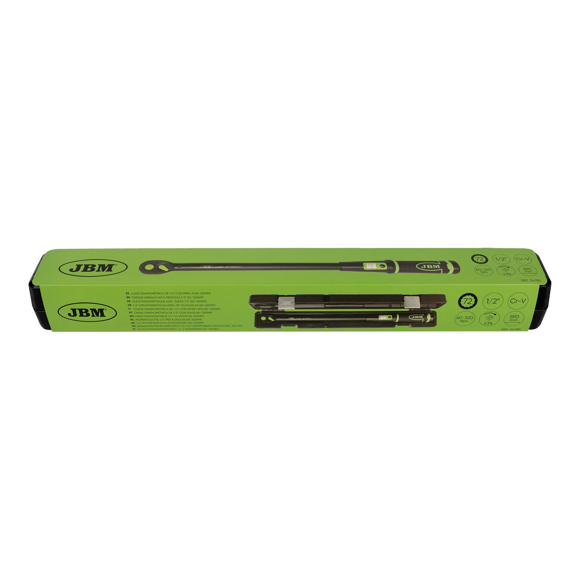 CHIAVE DINAMOMETRICA AD ALTA GAMMA 1/2" CON FINESTRELLA DI LETTURA (60-320NM) 54783 JBM