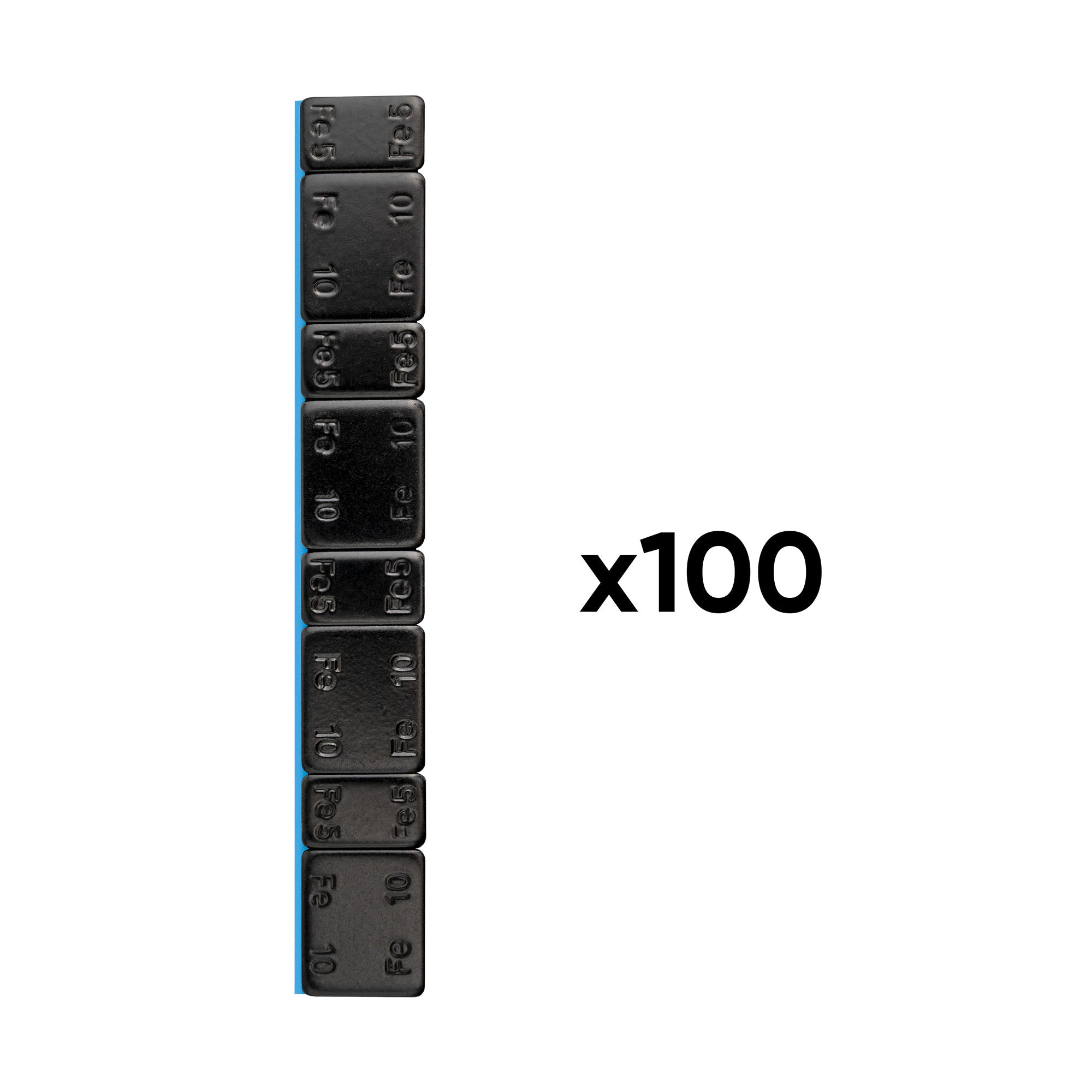 SCATOLA DA 100 CONTRAPPESI ADESIVI IN FERRO - 60 G (4X10 G + 4X5 G) - NERO JBM 54788