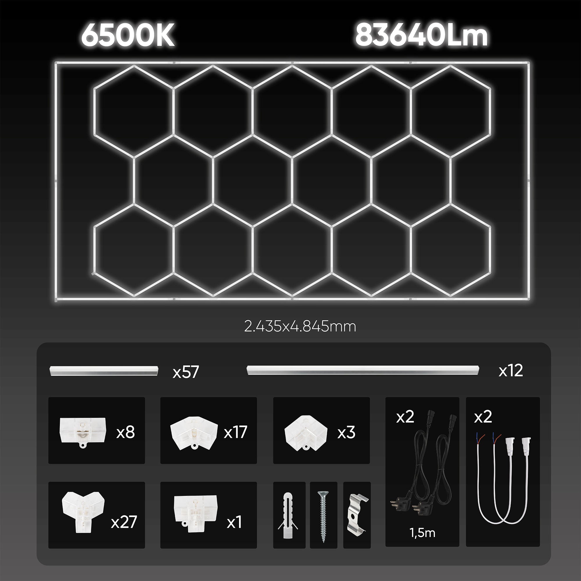 SET DI PLAFONIERE ESAGONALI A LED JBM 54805 2430x4835mm