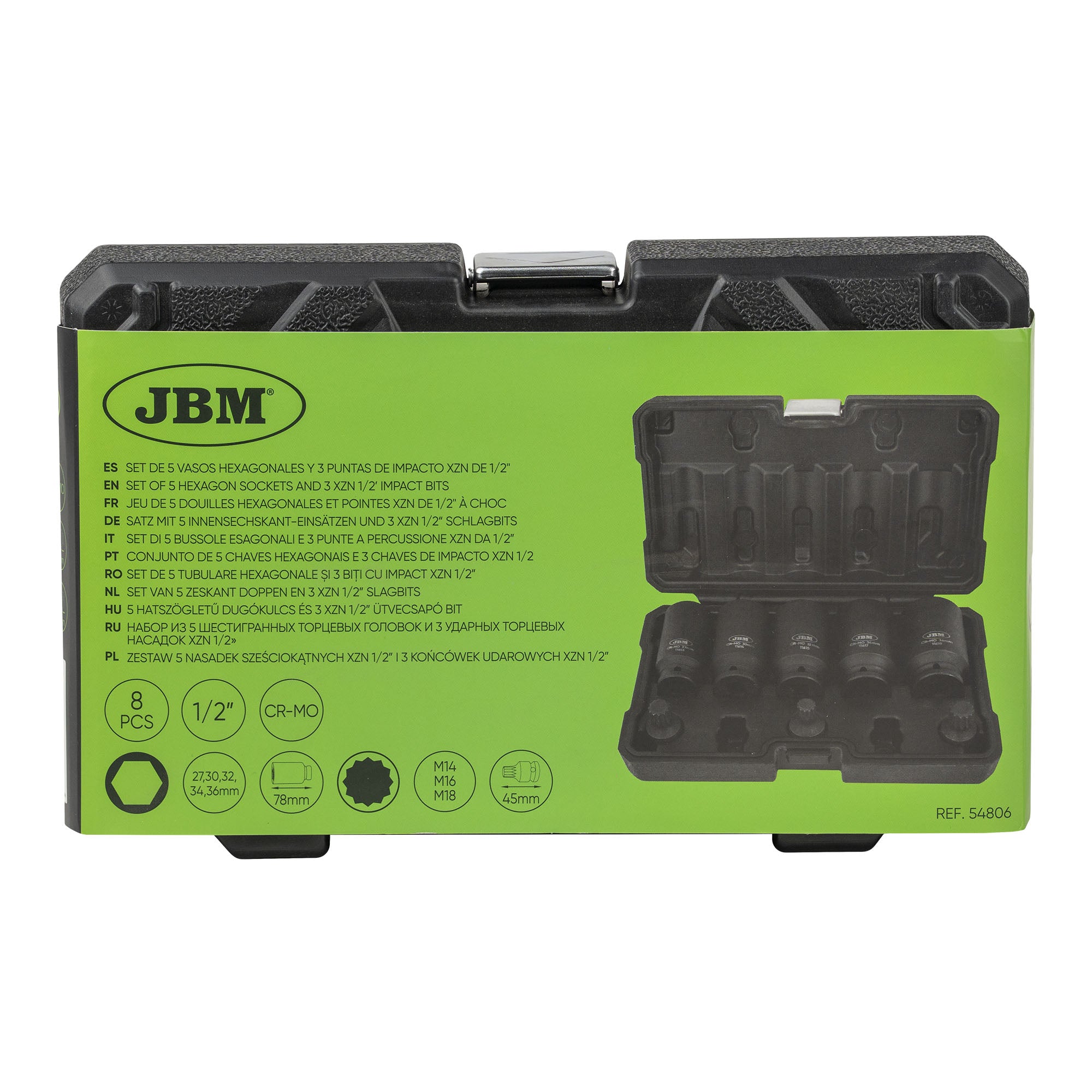 SET DI 5 BUSSOLE ESAGONALI E 3 PUNTE A PERCUSSIONE XZN DA 1/2” JBM 54806