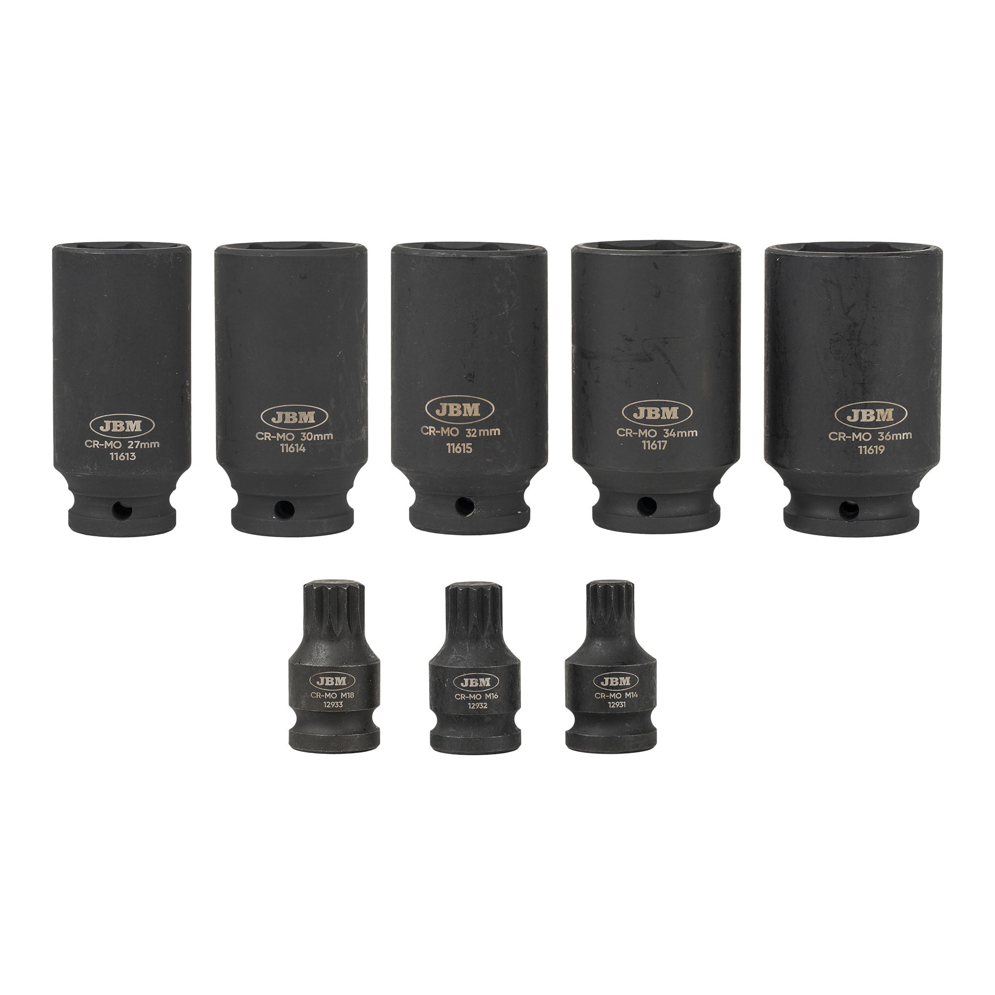 SET DI 5 BUSSOLE ESAGONALI E 3 PUNTE A PERCUSSIONE XZN DA 1/2” JBM 54806