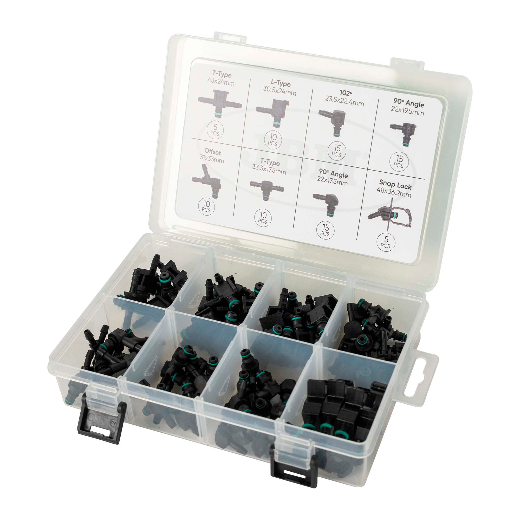 VALIGETTA CON 85 RACCORDI DI RITORNO PER SISTEMI DIESEL 54830 JBM