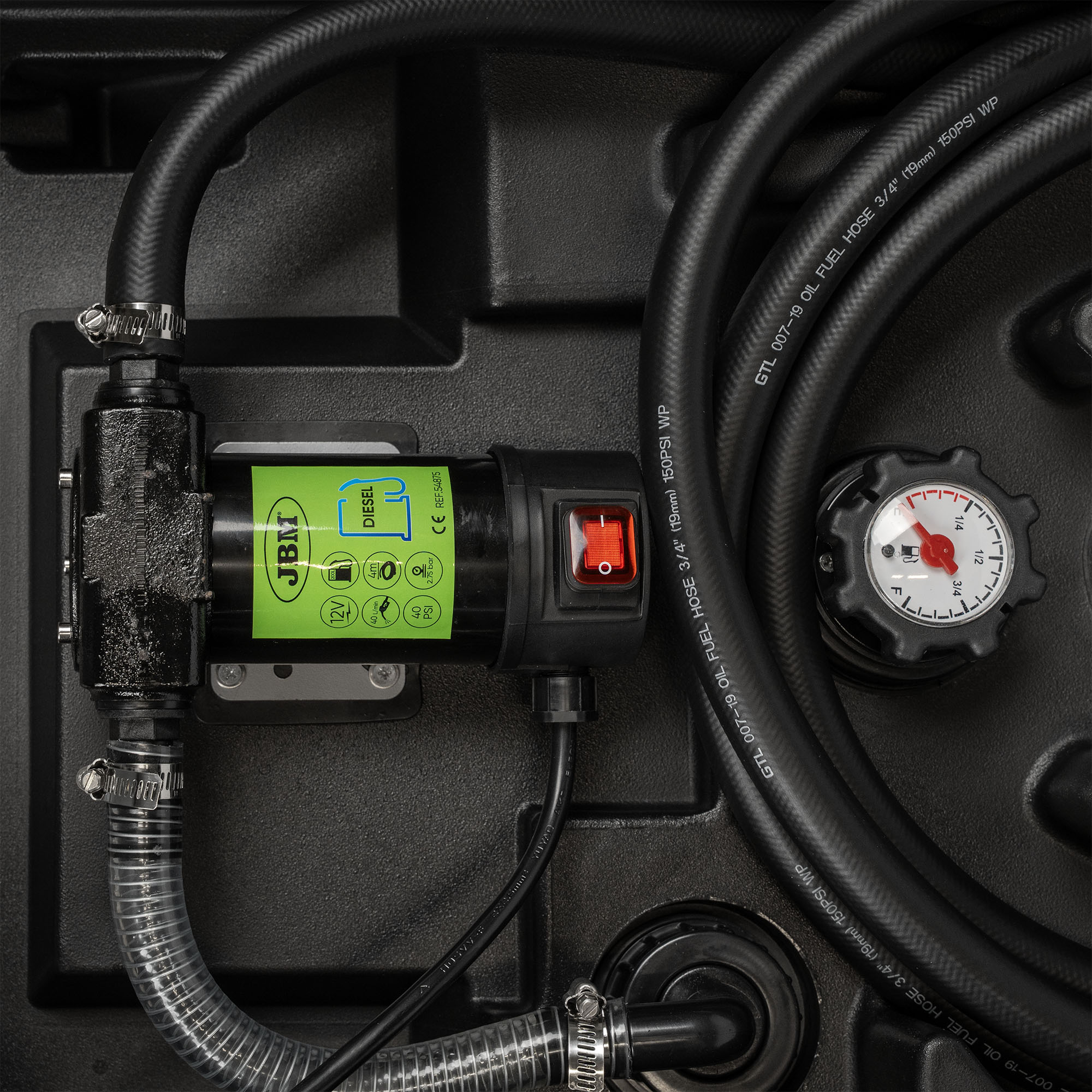 POMPA ELETTRICA PER CARBURANTE DIESEL CON SERBATOIO DA 200L JBM 54875