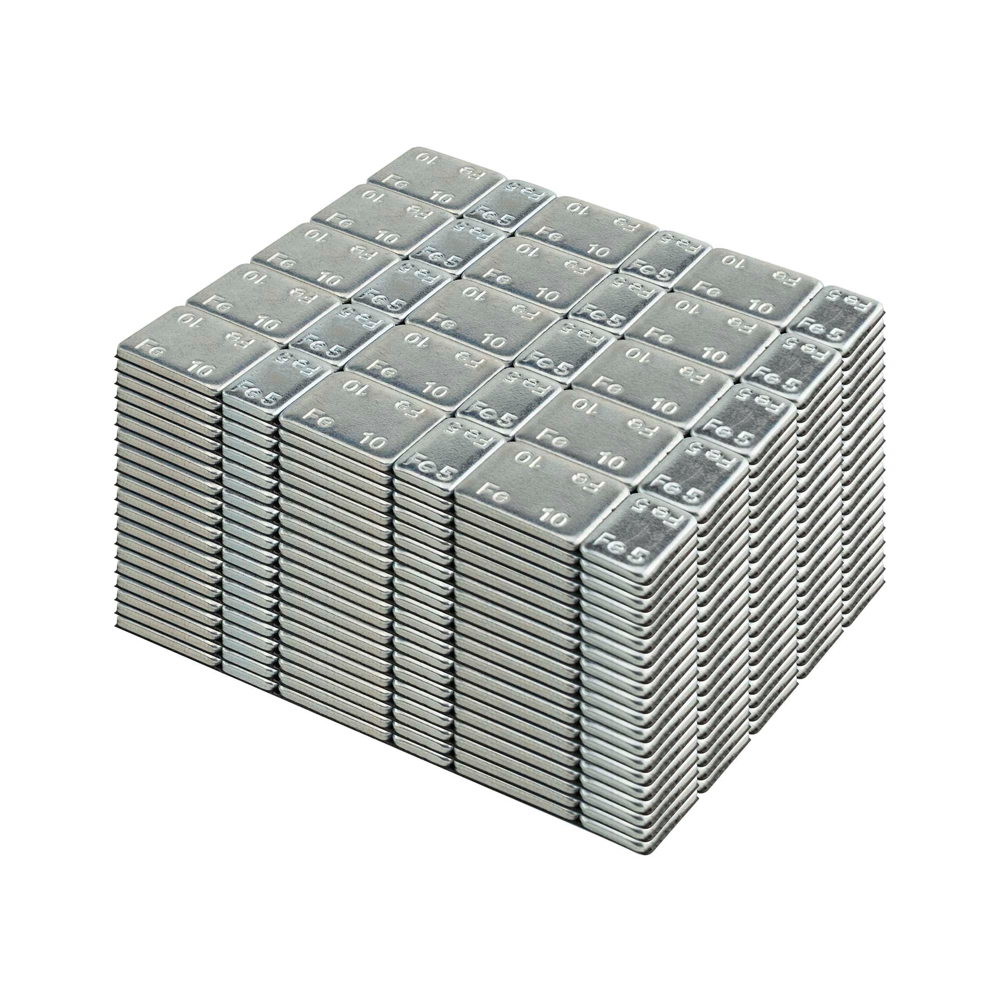 SCATOLA DI 100 PESI DI FERRO AUTOADESIVI IN PASTIGLIE - 45GR. (3X5G + 3X10G) 54885 JBM