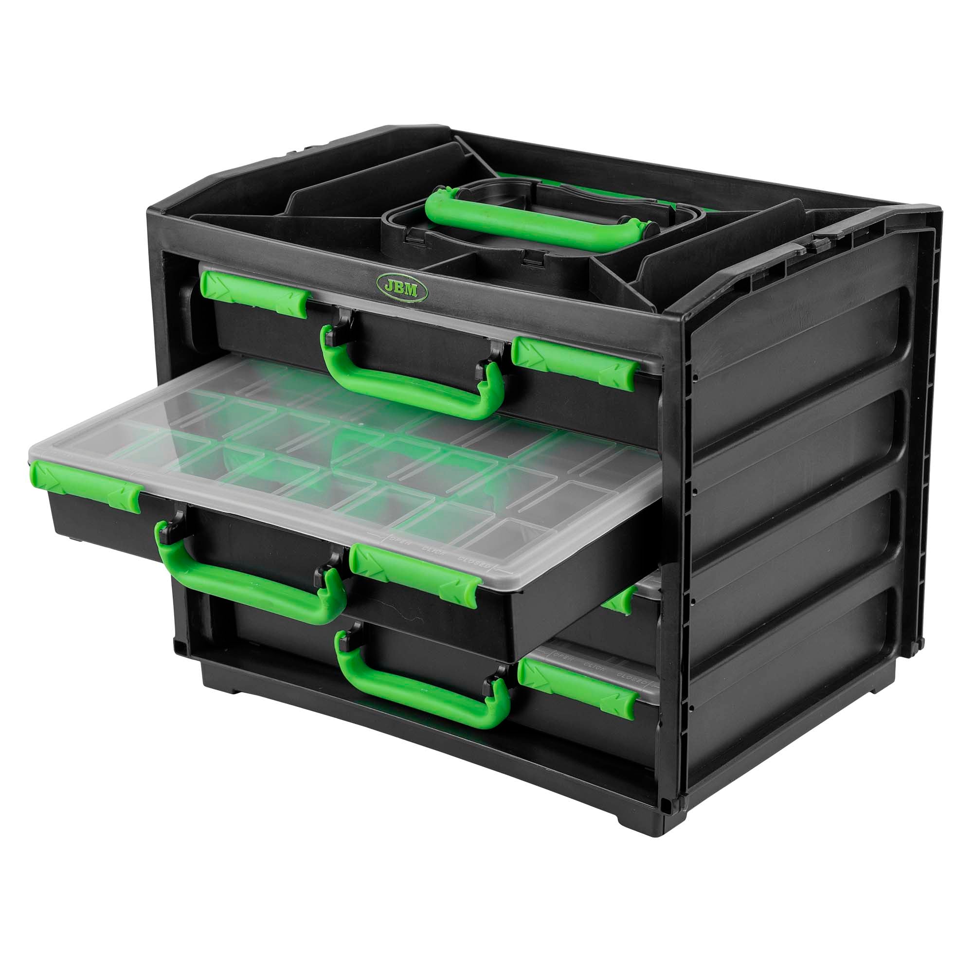 CASSA CON 4 VALIGETTE IN PLASTICA ESTRAIBILI JBM 54969