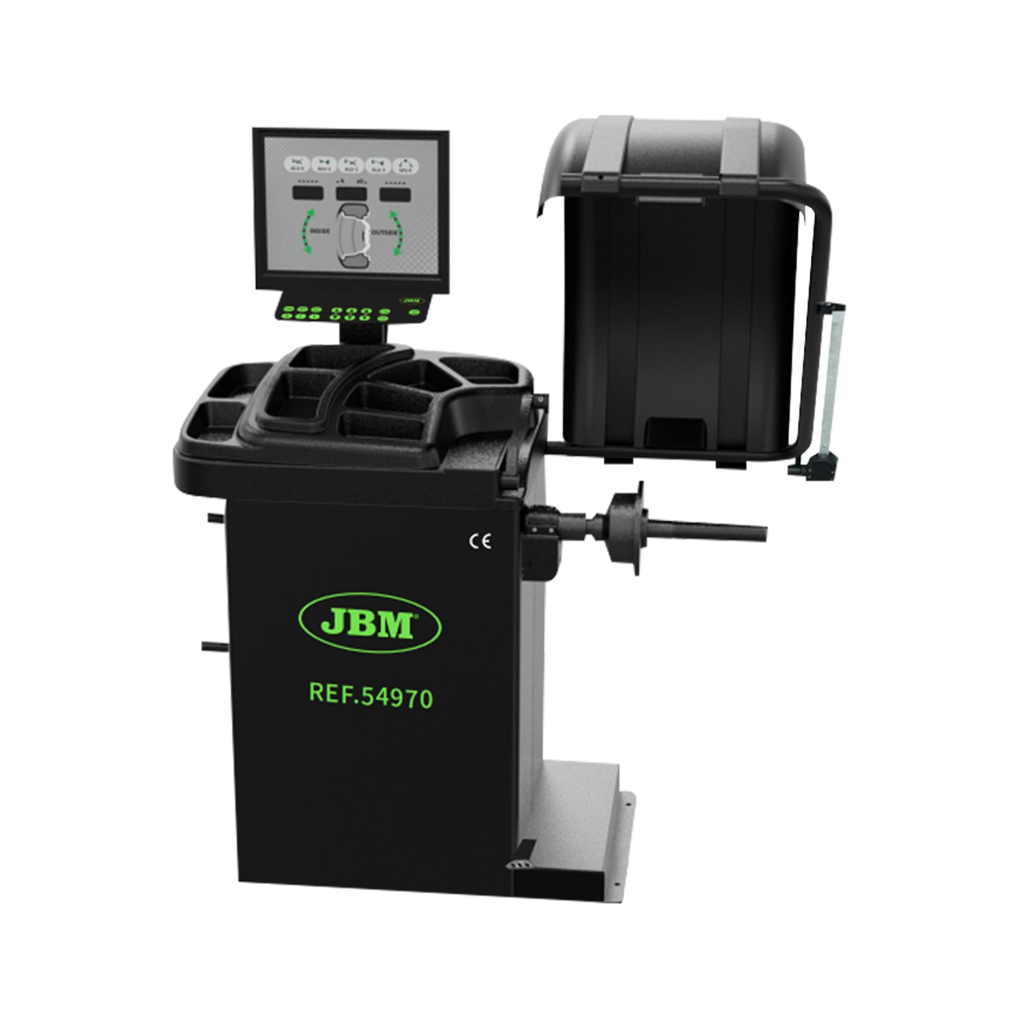 EQUILIBRATRICE DIGITALE PER RUOTE 54970 + 55022 SMONTAGOMME + 53956 SEDIA JBM
