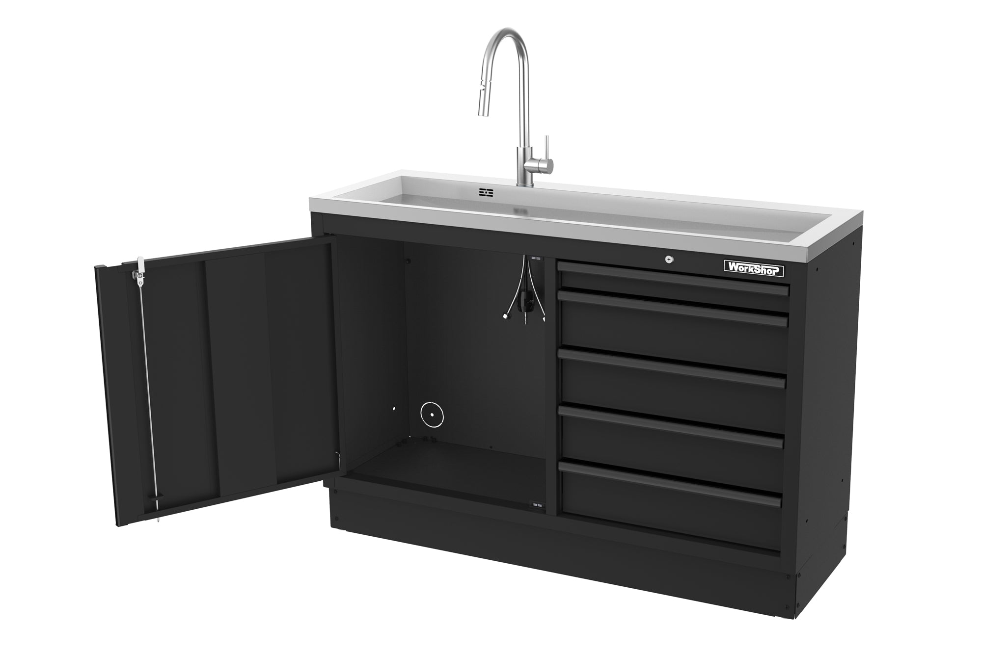 Mobile Officina Workshopitaly MPS multi funzione, lavello largo, piano di appoggio INOX