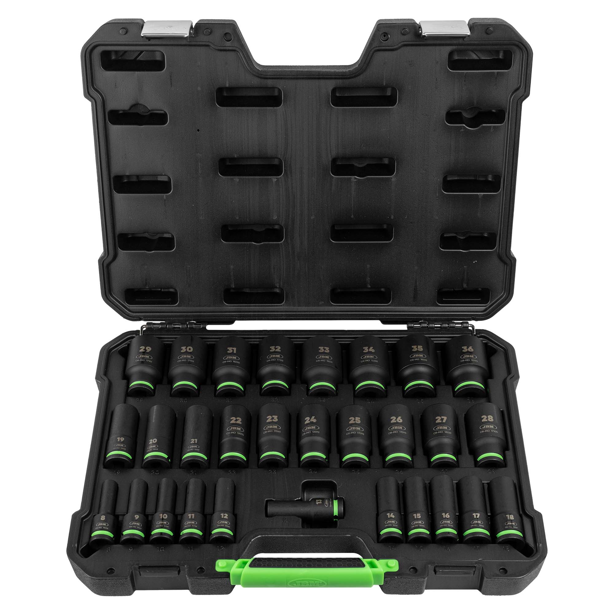 SET DI 29 BUSSOLE PNEUMATICHE LUNGHE ESAGONALI DA 1/2" 55005 JBM