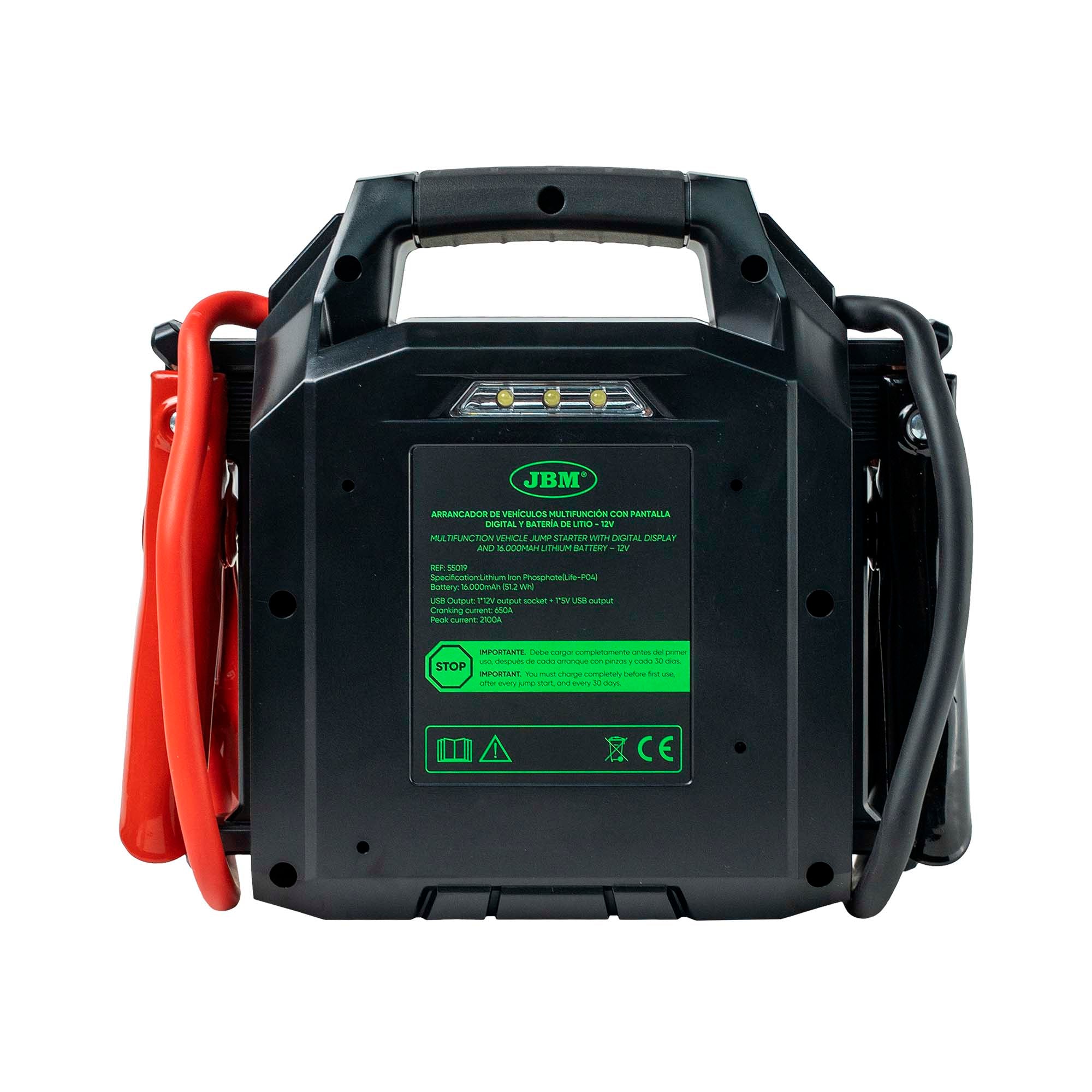 AVVIATORE MULTIFUNZIONE PER VEICOLI CON DISPLAY DIGITALE E BATTERIA AL LITIO DA 16.000MAH – 12V 55019 JBM
