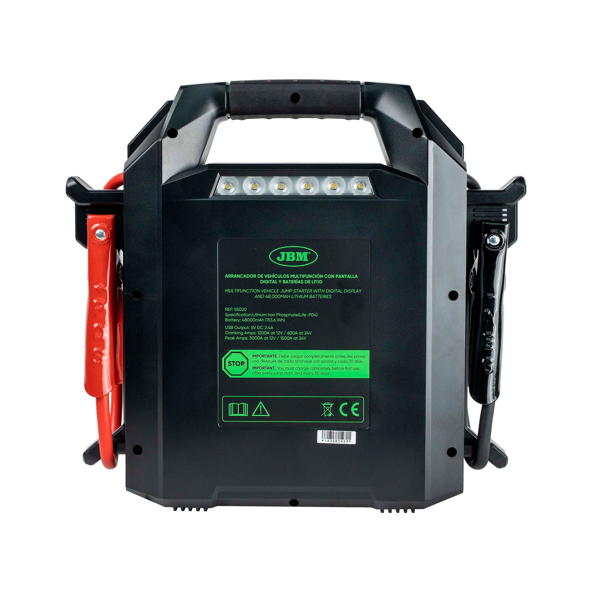 AVVIATORE MULTIFUNZIONE PER VEICOLI CON DISPLAY DIGITALE E BATTERIE AL LITIO DA 48.000MAH – 12V/24V 55020 JBM