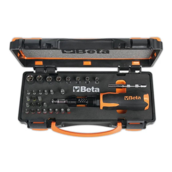 Assortimento di 1 giravite dinamometrico, 8 chiavi a bussola esagonali, 20 inserti per avvitatori e 2 accessori Beta 584/C31