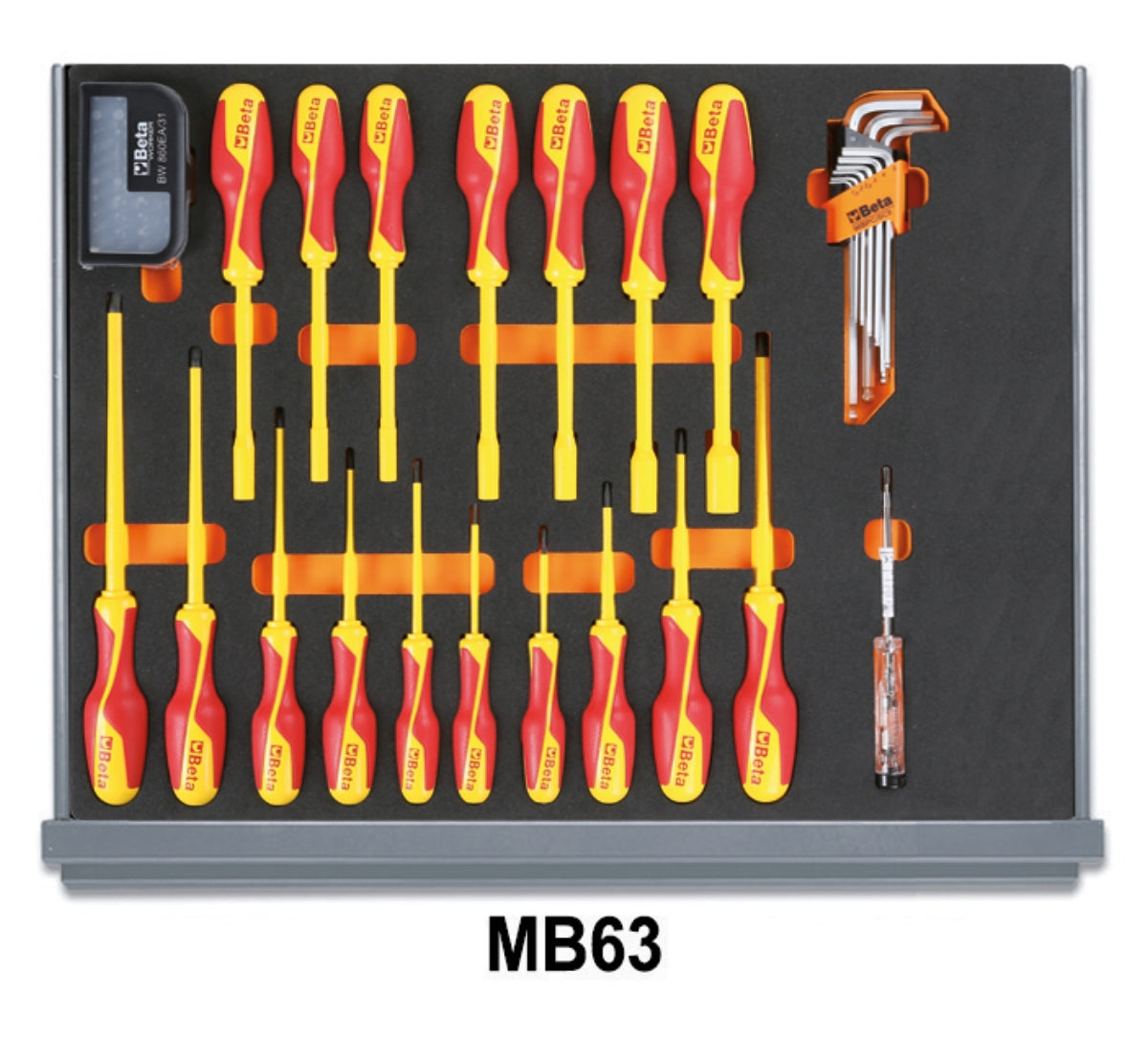 Assortimento di 94 utensili per elettrotecnica in vassoio morbido in EVA Beta 5935ET/1MB