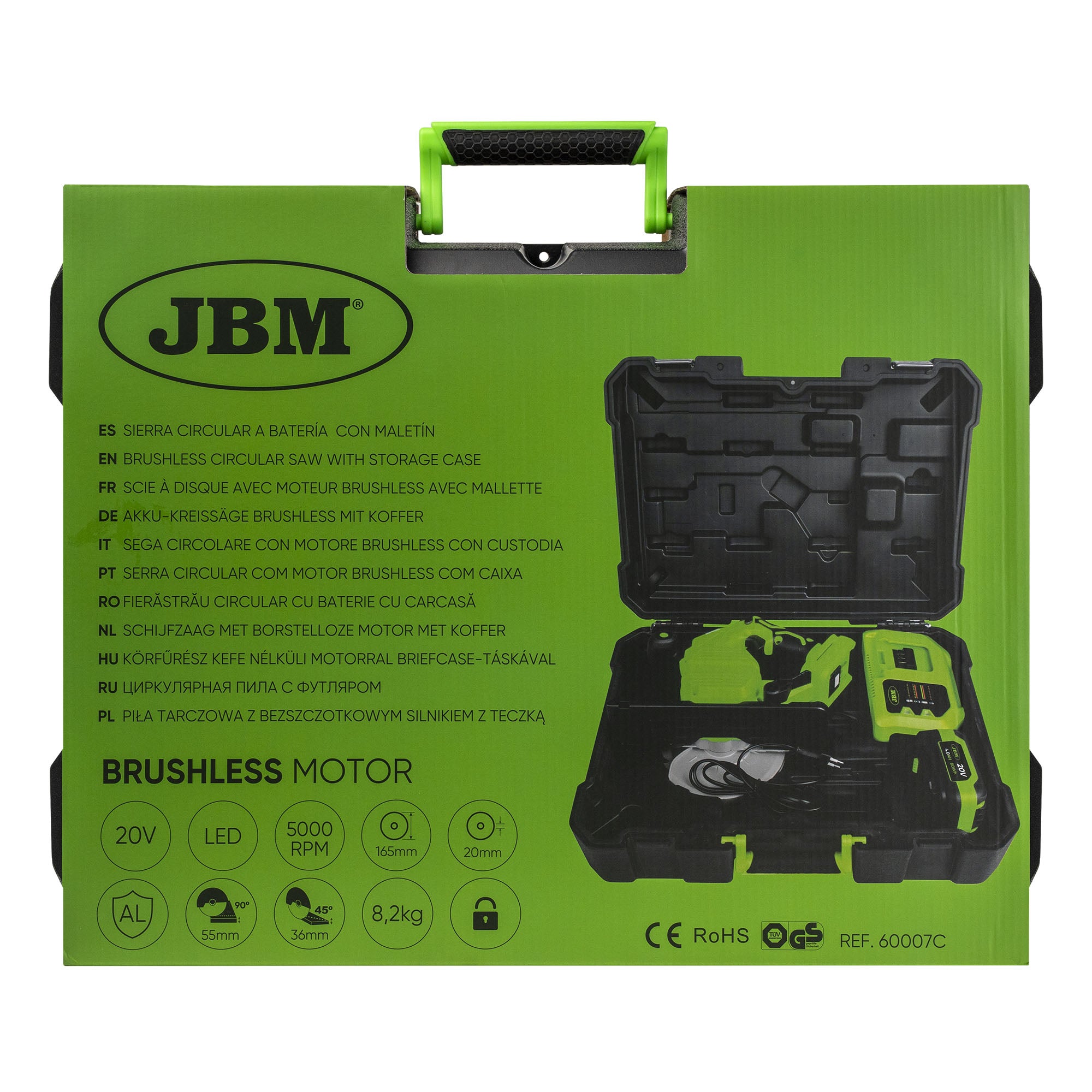 SEGA CIRCOLARE BRUSHLESS A BATTERIA CON CUSTODIA 60007C JBM