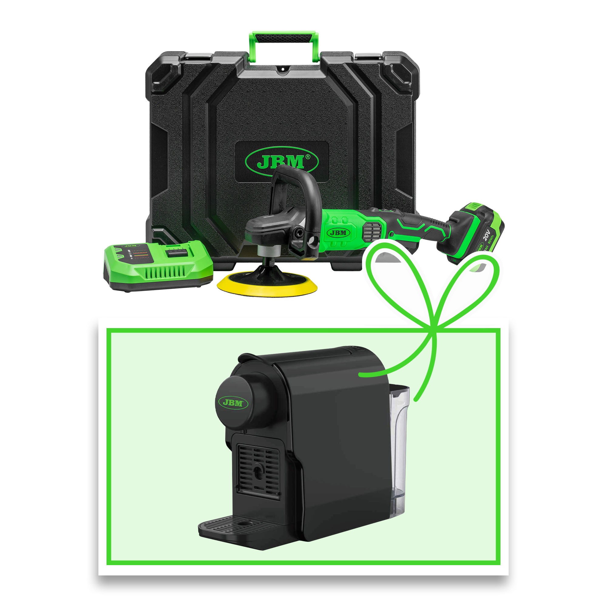 LUCIDATRICE BRUSHLESS A BATTERIA CON CUSTODIA JBM 60009C 4AH SET + MACCHINA DEL CAFFE'