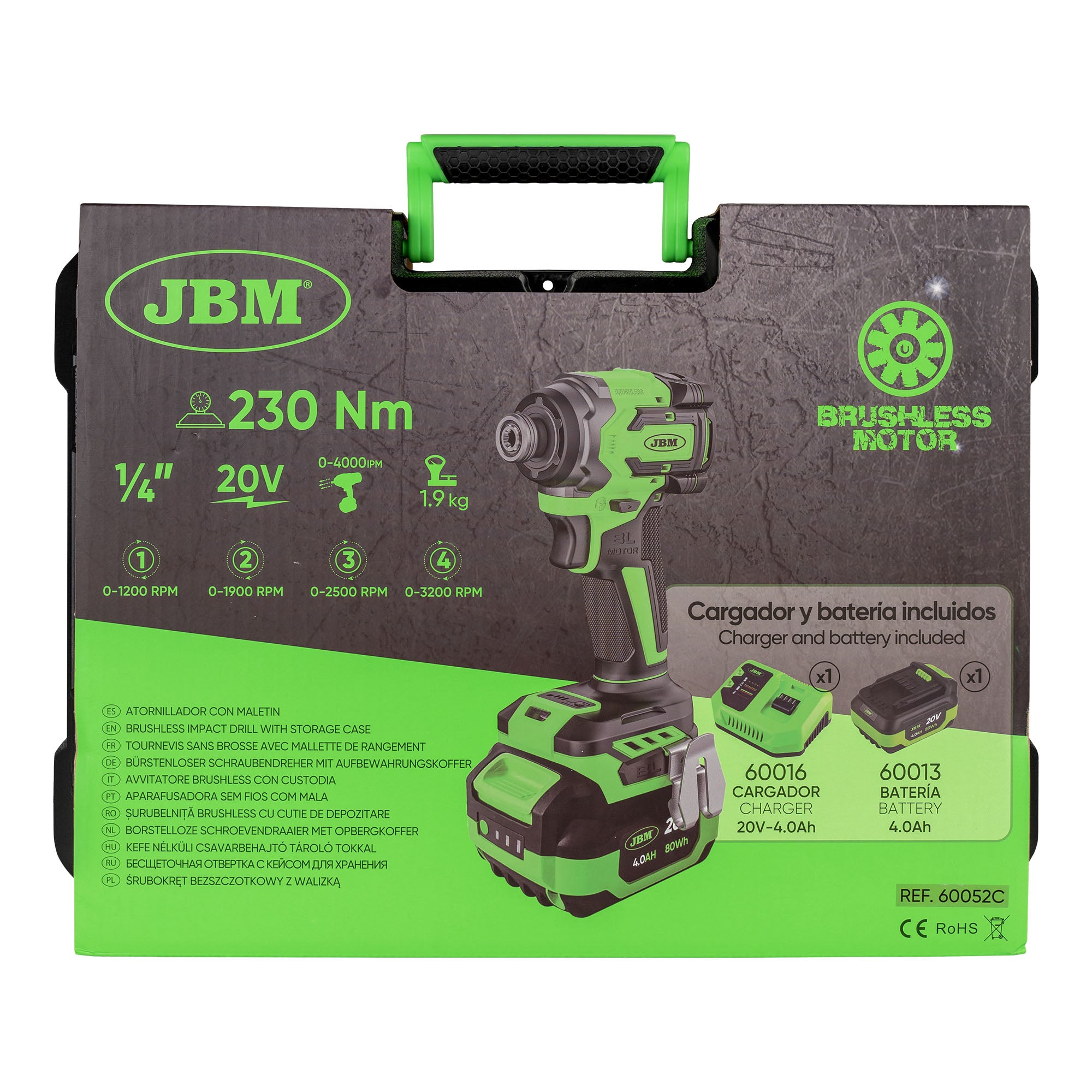 AVVITATORE A IMPULSI A BATTERIA 1/4" 230NM CON VALIGETTA 60052C JBM