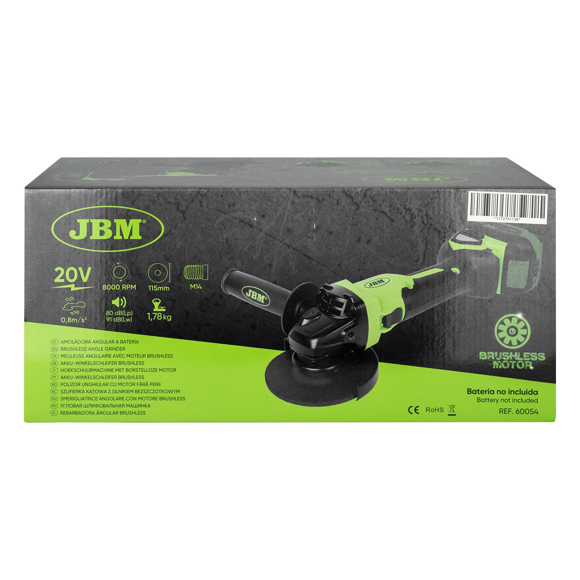SMERIGLIATRICE ANGOLARE CON MOTORE BRUSHLESS 115MM 60054 JBM