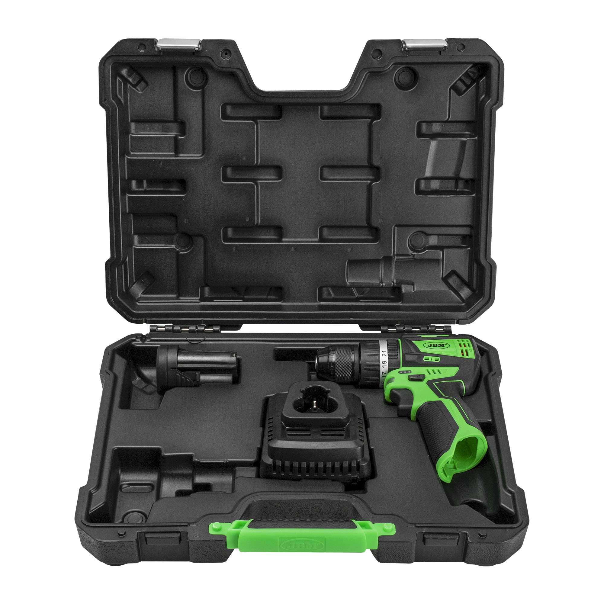 TRAPANO A PERCUSSIONE 12V BRUSHLESS CON CUSTODIA 60058C + 53212 SET DI UTENSILI DA 302 PEZZI JBM SERIE585