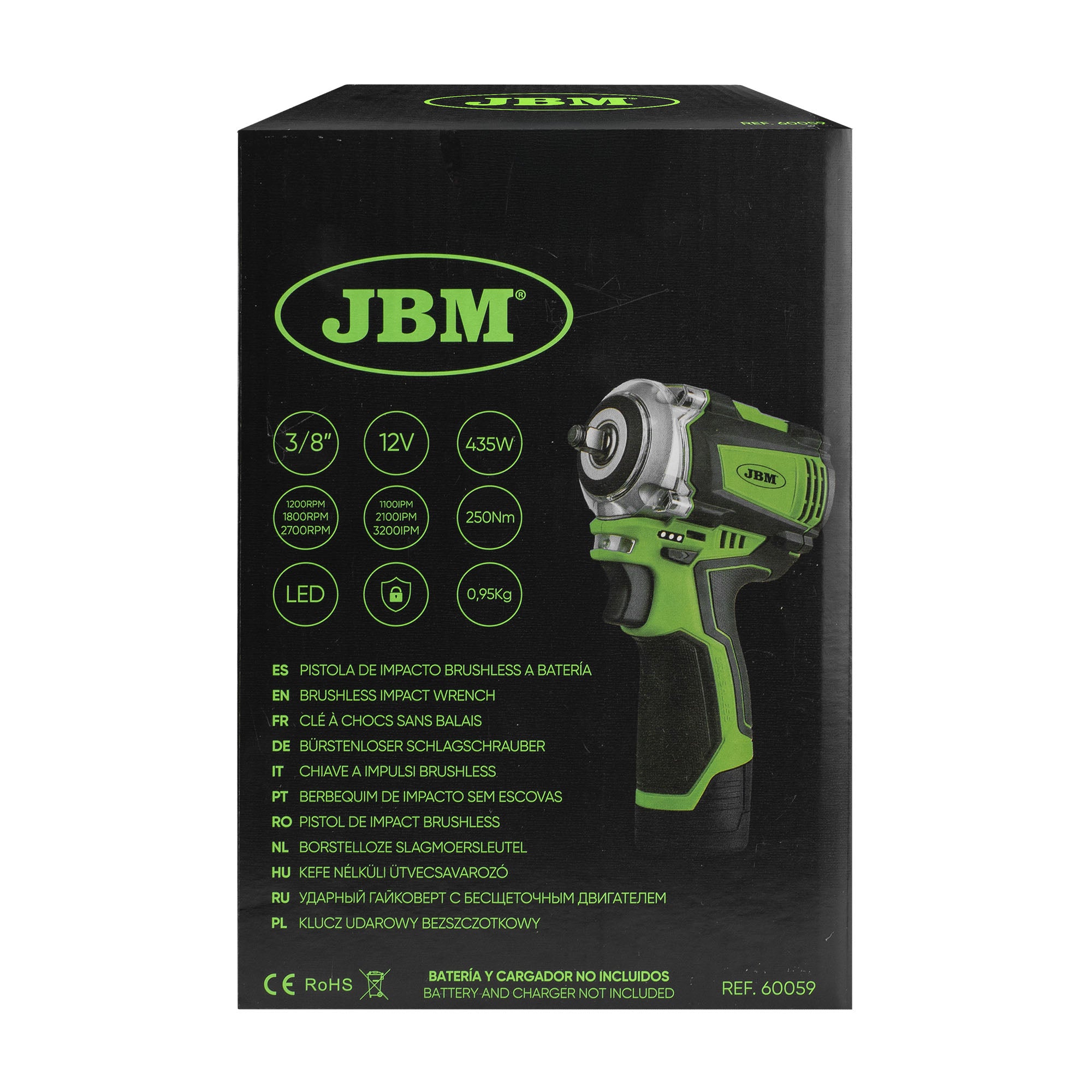 CHIAVE A IMPULSI BRUSHLESS 3/8" 250NM 60059 JBM