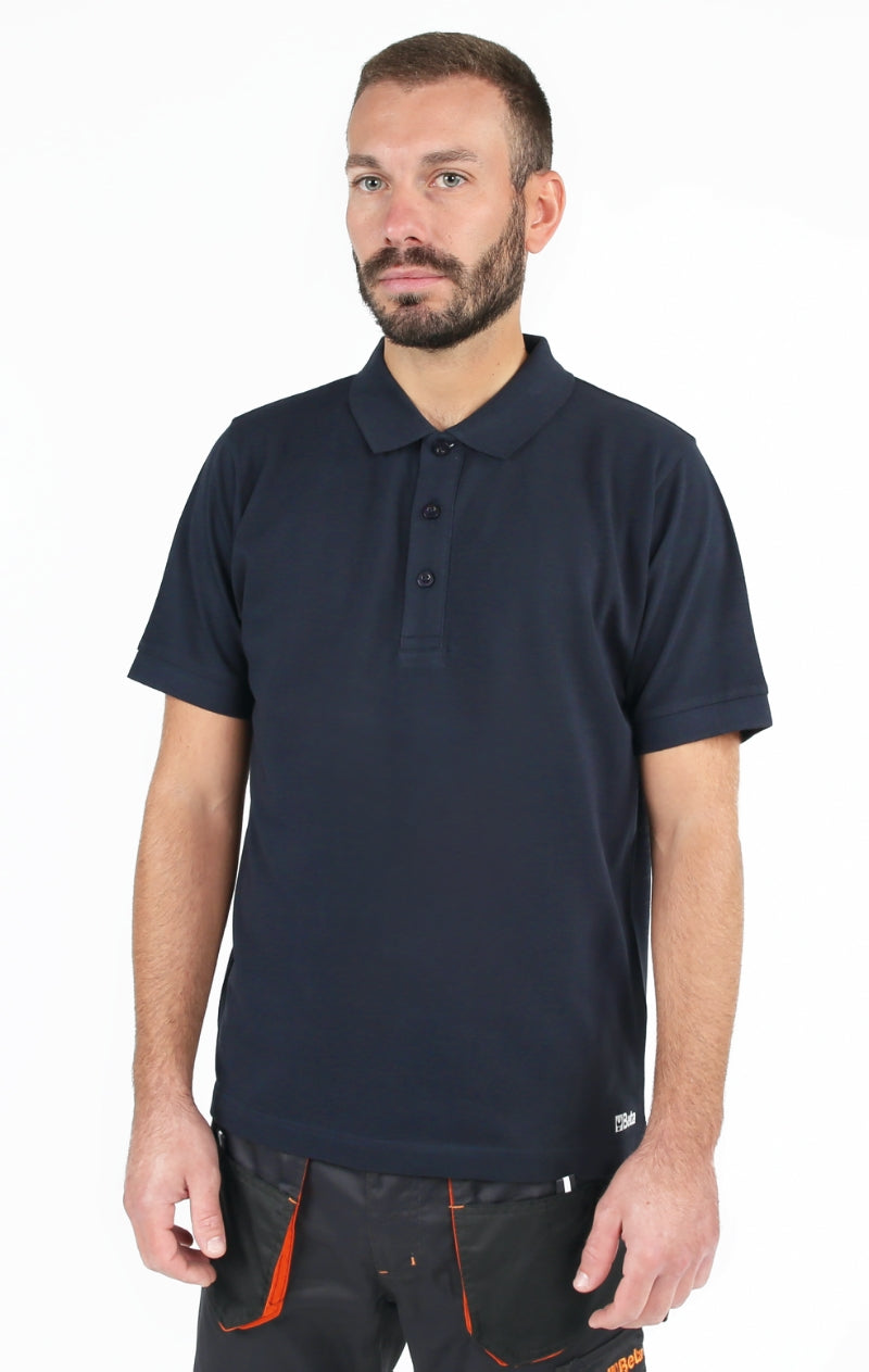 Polo work in cotone piquet 200g, con 3 bottoni, blu Beta 7552BL