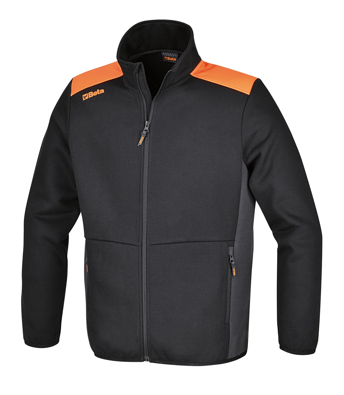 Felpa zip lunga, nera con inserti in grigio antracite Beta 7565NG
