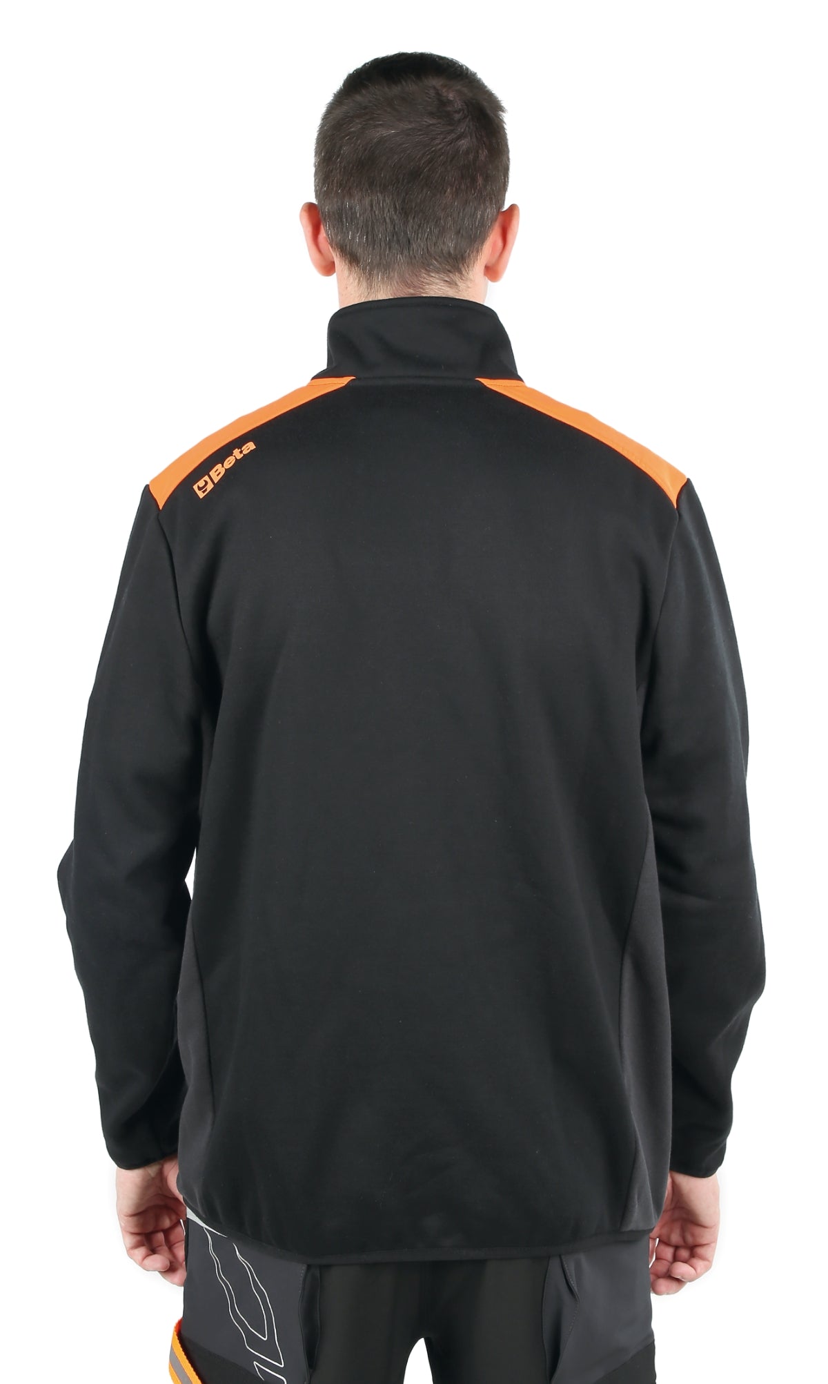 Felpa zip lunga, nera con inserti in grigio antracite Beta 7565NG