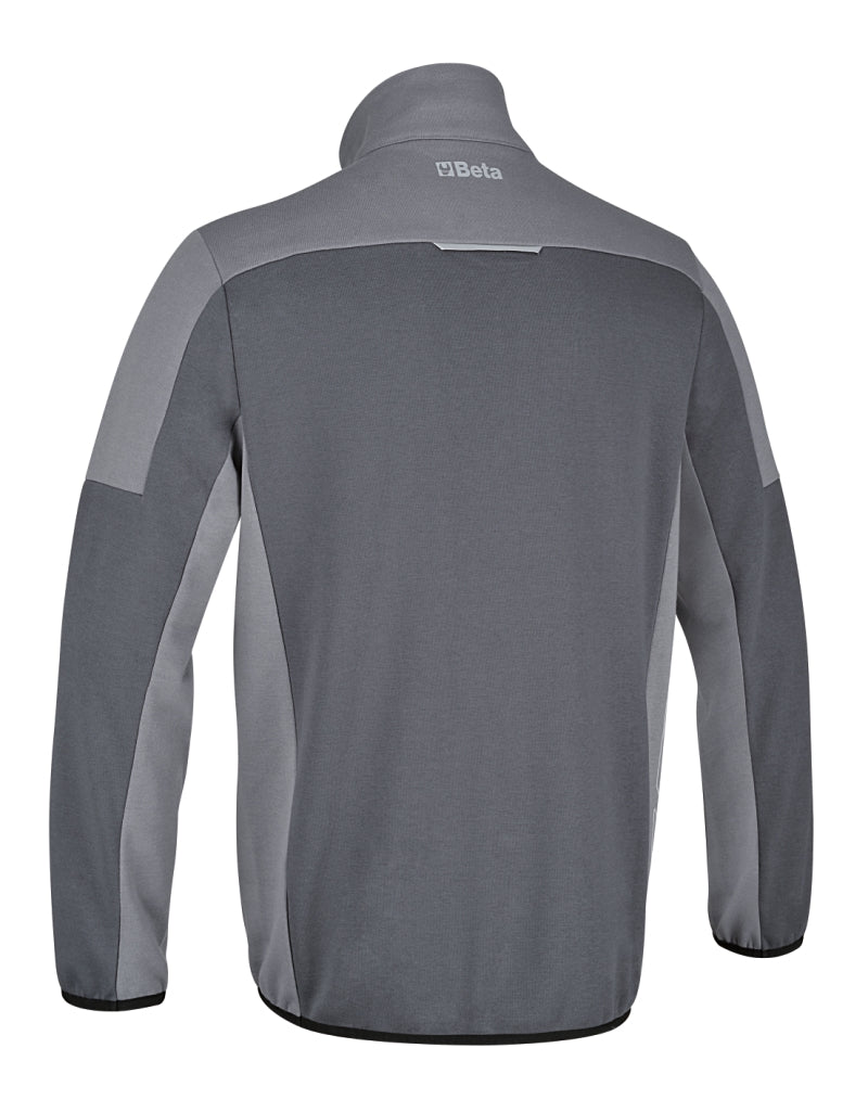 Felpa zip corta, 80% cotone, 20% poliestere, 280 g, antracite/grigio chiaro Beta 7643G