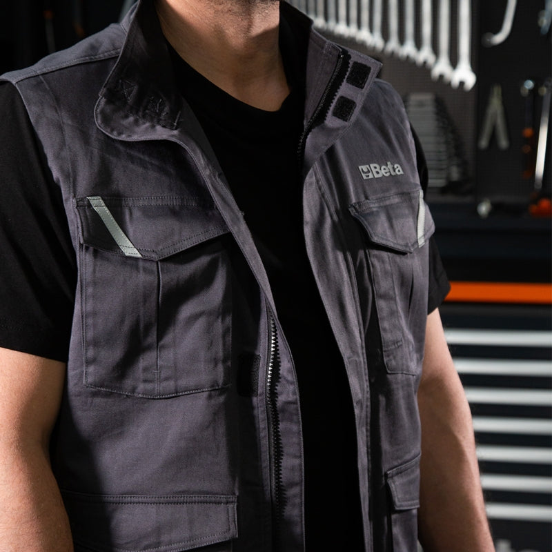Gilet da lavoro grigio in 100% cotone, comodo e resistente Beta 7937MG