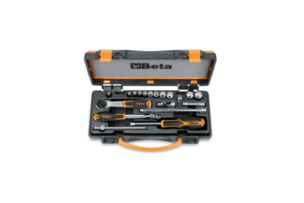Assortimento di 11 chiavi a bussola a mano poligonali e 8 accessori in cassetta di lamiera Beta 900MB/C19
