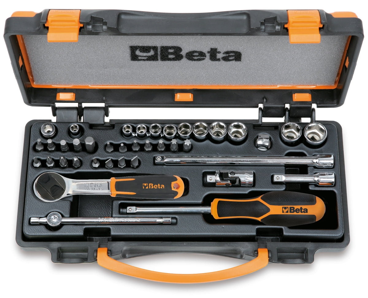 Assortimento di 11 chiavi a bussola a mano esagonali, 20 inserti per avvitatori e 8 accessori in cassetta di lamiera Beta 900/C11