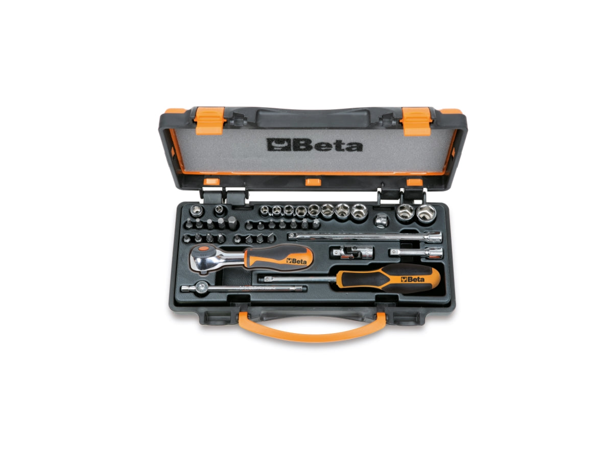 Assortimento di 11 chiavi a bussola a mano esagonali, 20 inserti per avvitatori e 7 accessori in termoformato rigido, in cassetta di lamiera Beta 900/C11HR