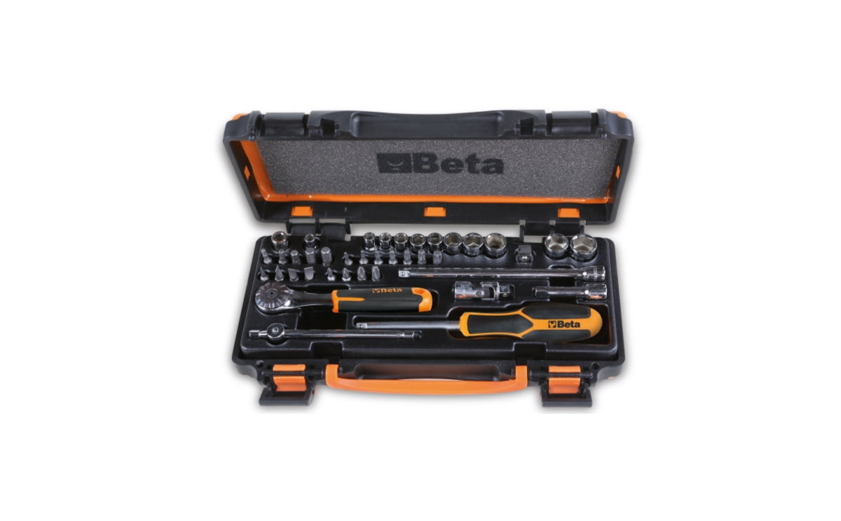 Assortimento di 11 chiavi a bussola a mano esagonali, 20 inserti per avvitatori e 8 accessori in cassetta di lamiera Beta 900/C11Z