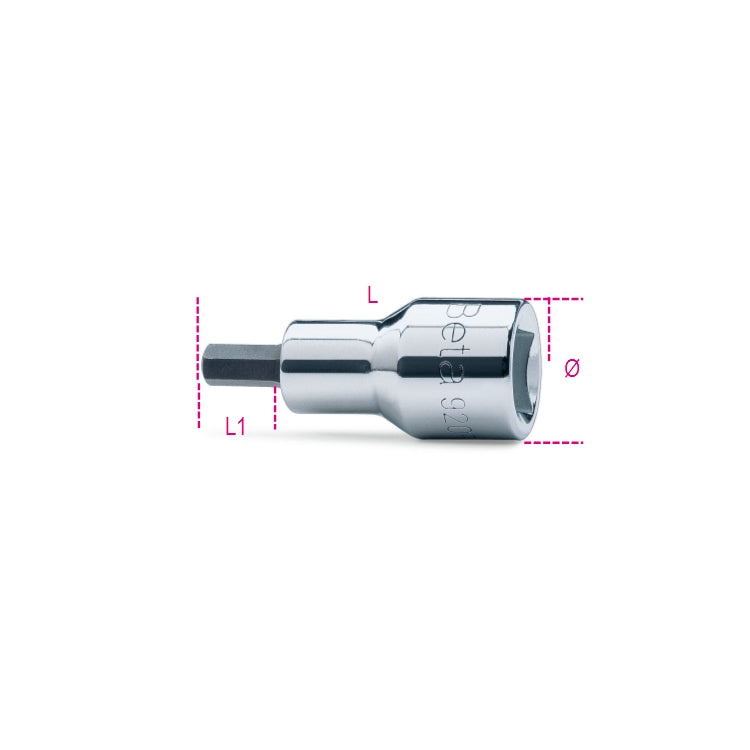 Chiavi a bussola a mano maschio esagonale con quadro femmina 1/2" cromate - inserti bruniti Beta 920PE/AS