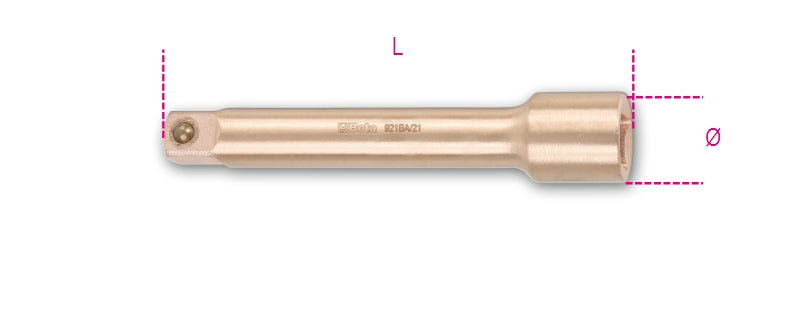 Prolunghe con attacchi quadri maschio e femmina 1/2" antiscintilla Beta 921BA/21 - 921BA/22