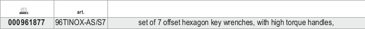 Serie di 7 chiavi maschio esagonale piegate con impugnatura di manovra in acciaio inossidabile Beta 96TINOX-AS/S7