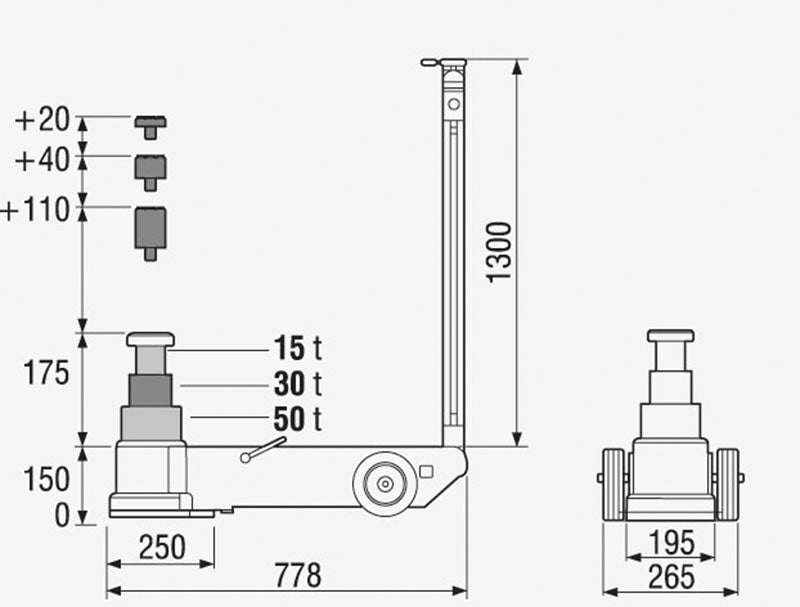 CRIC OLEOPNEUMATICO 3 PISTONI 50T Fermec AJ-50T3NC