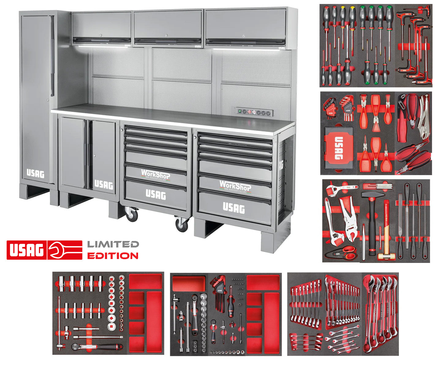 Arredamento per officina piano acciaio Usag 516 SA/CA3G Workshopitaly + allestimento 300 utensili